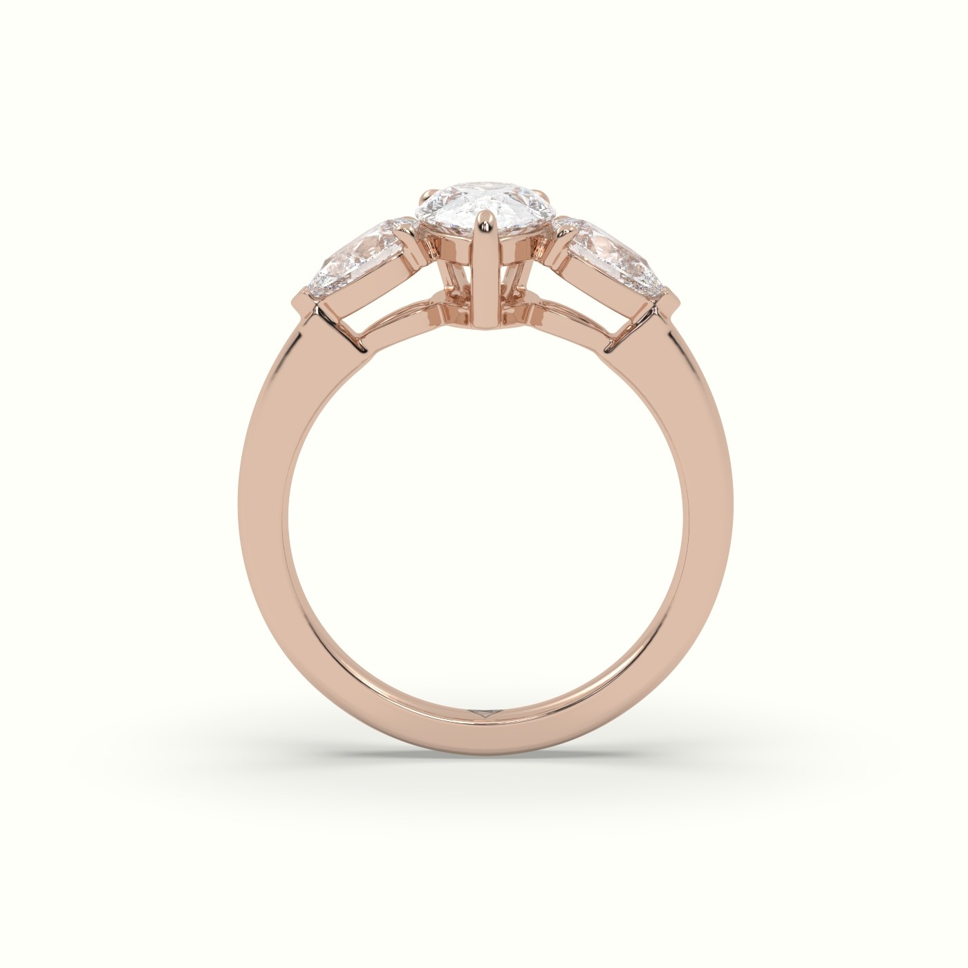 10K Rose Gold Pear Diamond Trilogy Ring