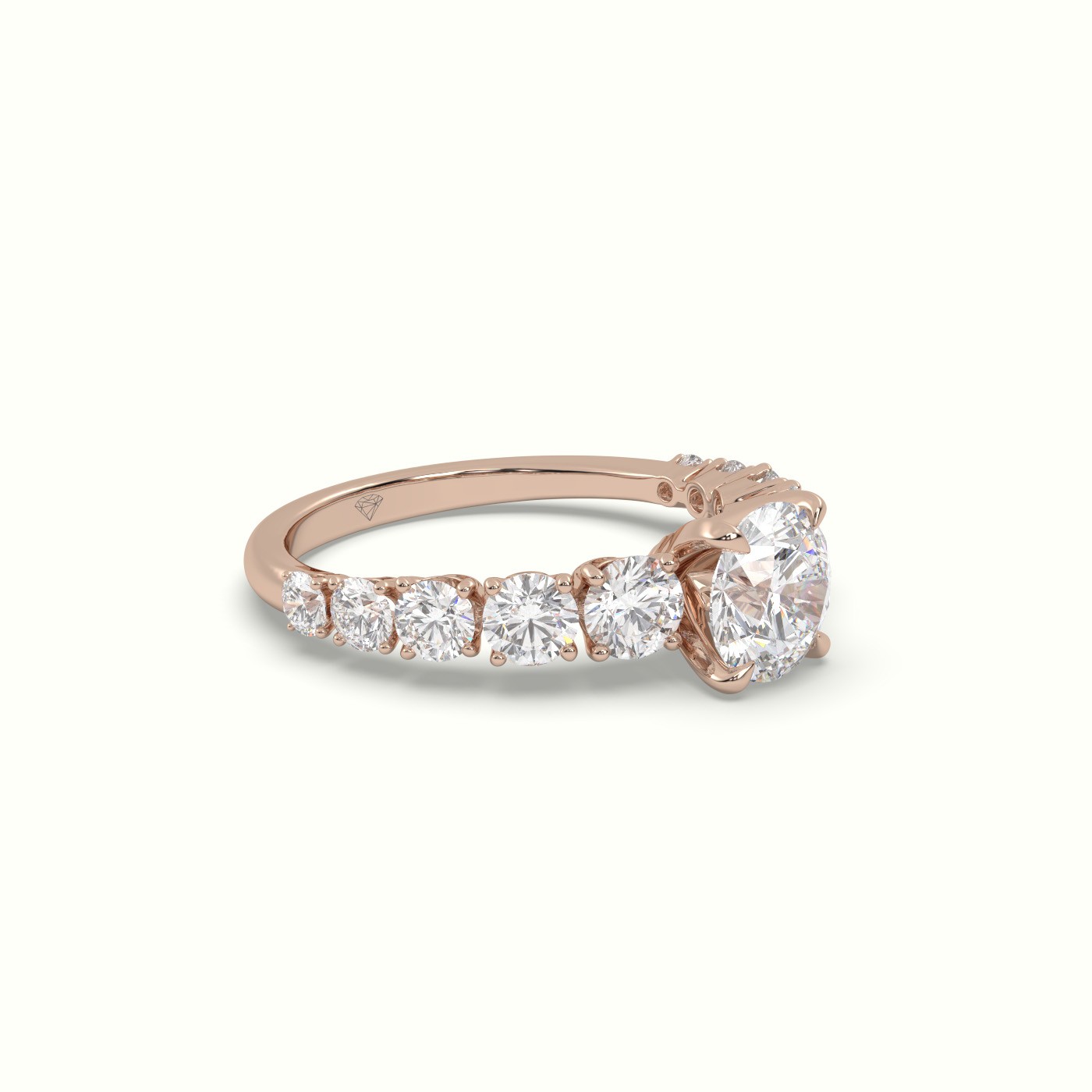 10K Rose Gold Classic Round Diamond Side-Stone Engagement Ring