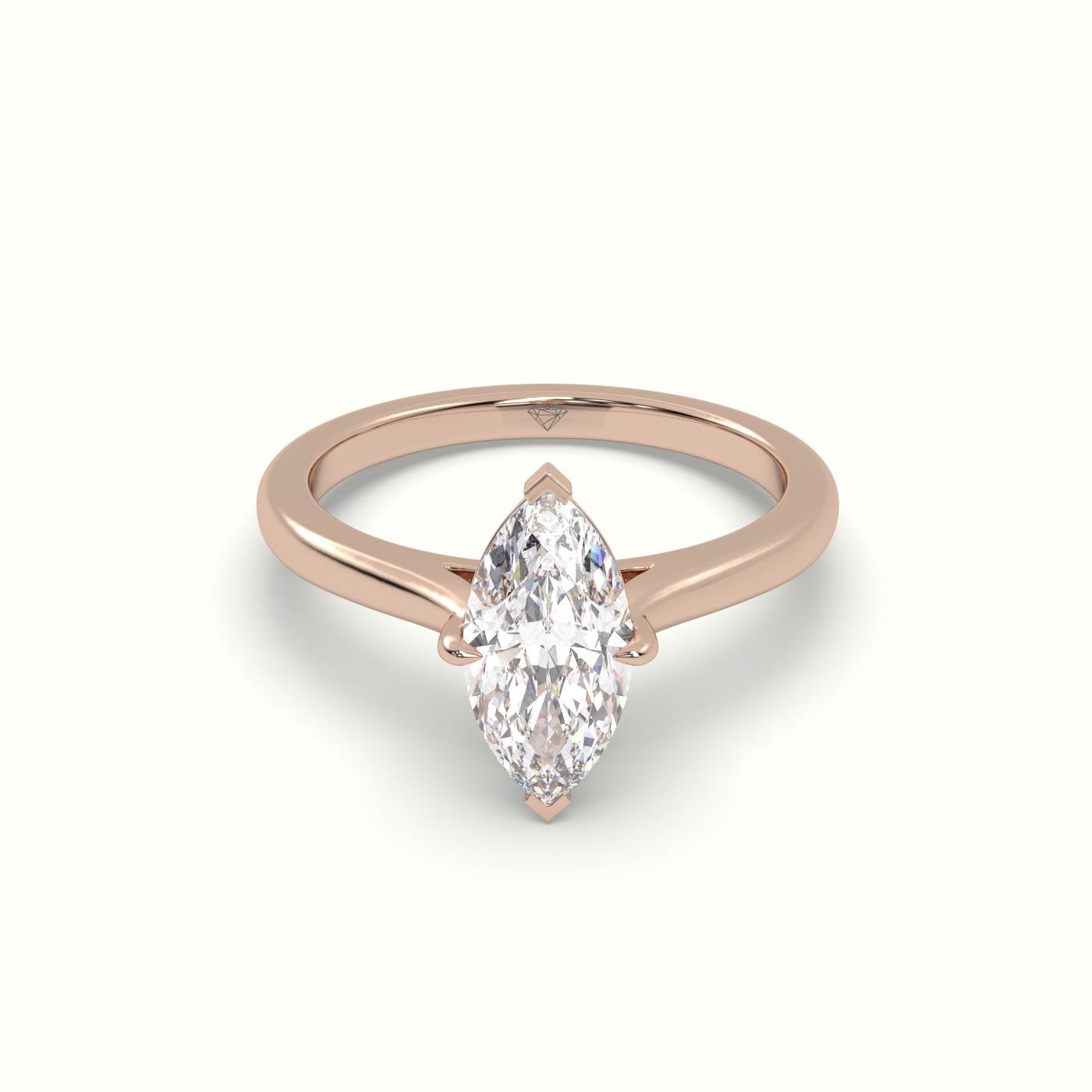 10K Rose Gold Marquise Solitaire Diamond Engagement Ring