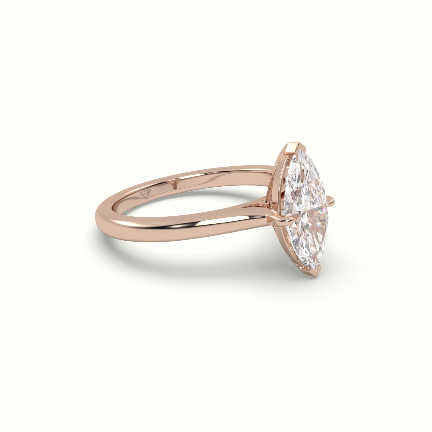 10K Rose Gold Marquise Solitaire Diamond Engagement Ring