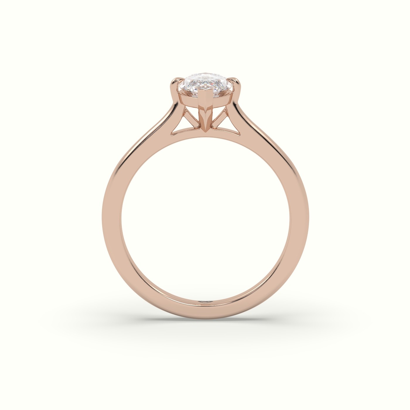 10K Rose Gold Marquise Solitaire Diamond Engagement Ring