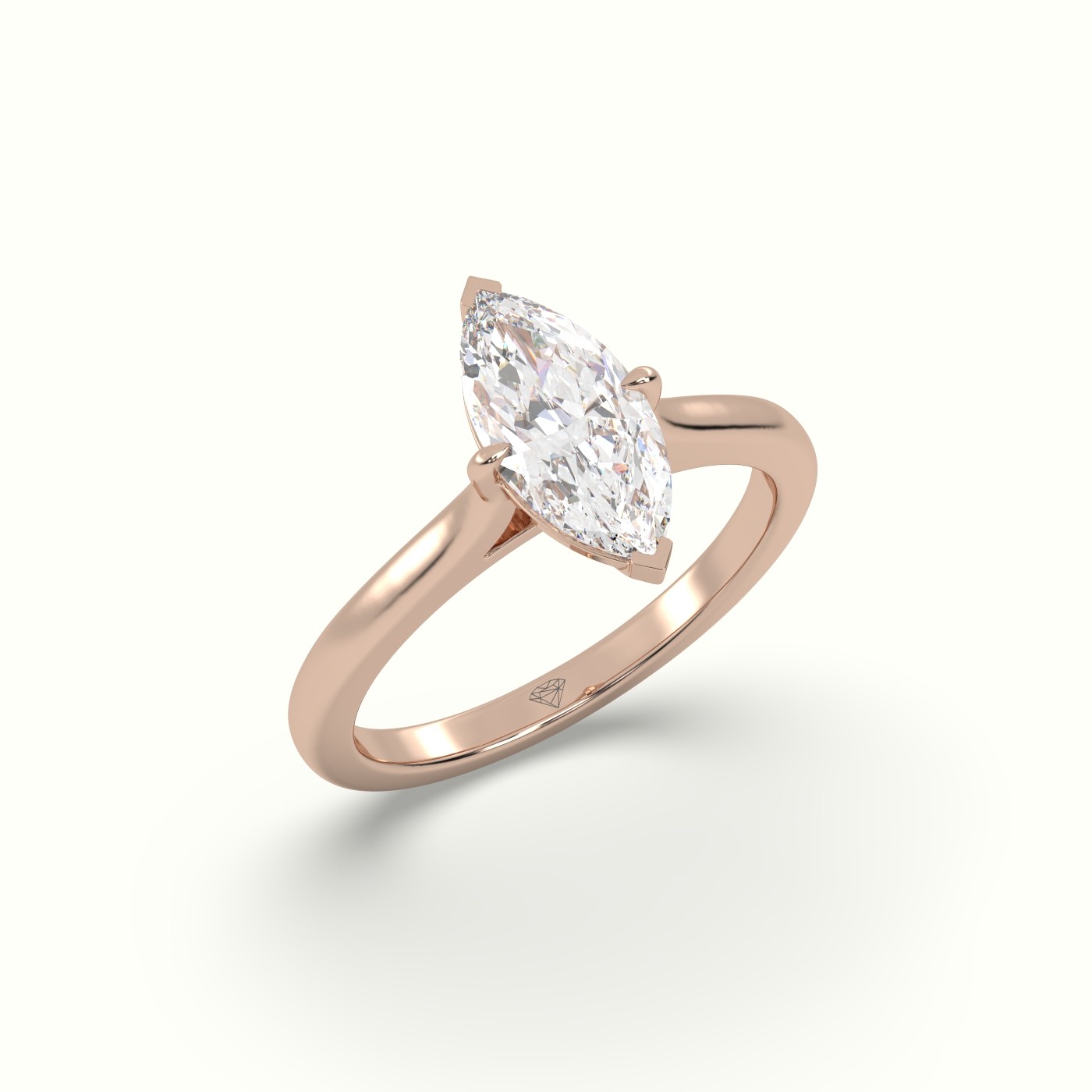 10K Rose Gold Marquise Solitaire Diamond Engagement Ring
