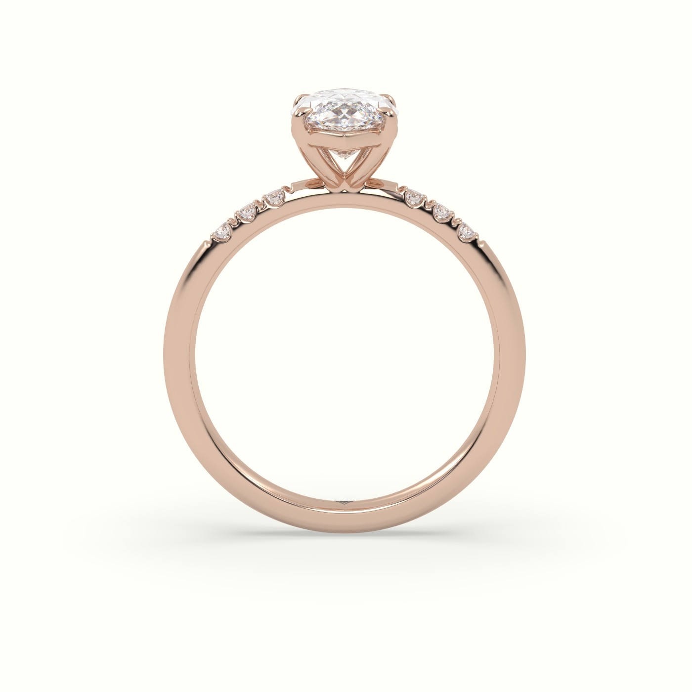 10K Rose Gold Marquise Cut Diamond Pave Engagement Ring