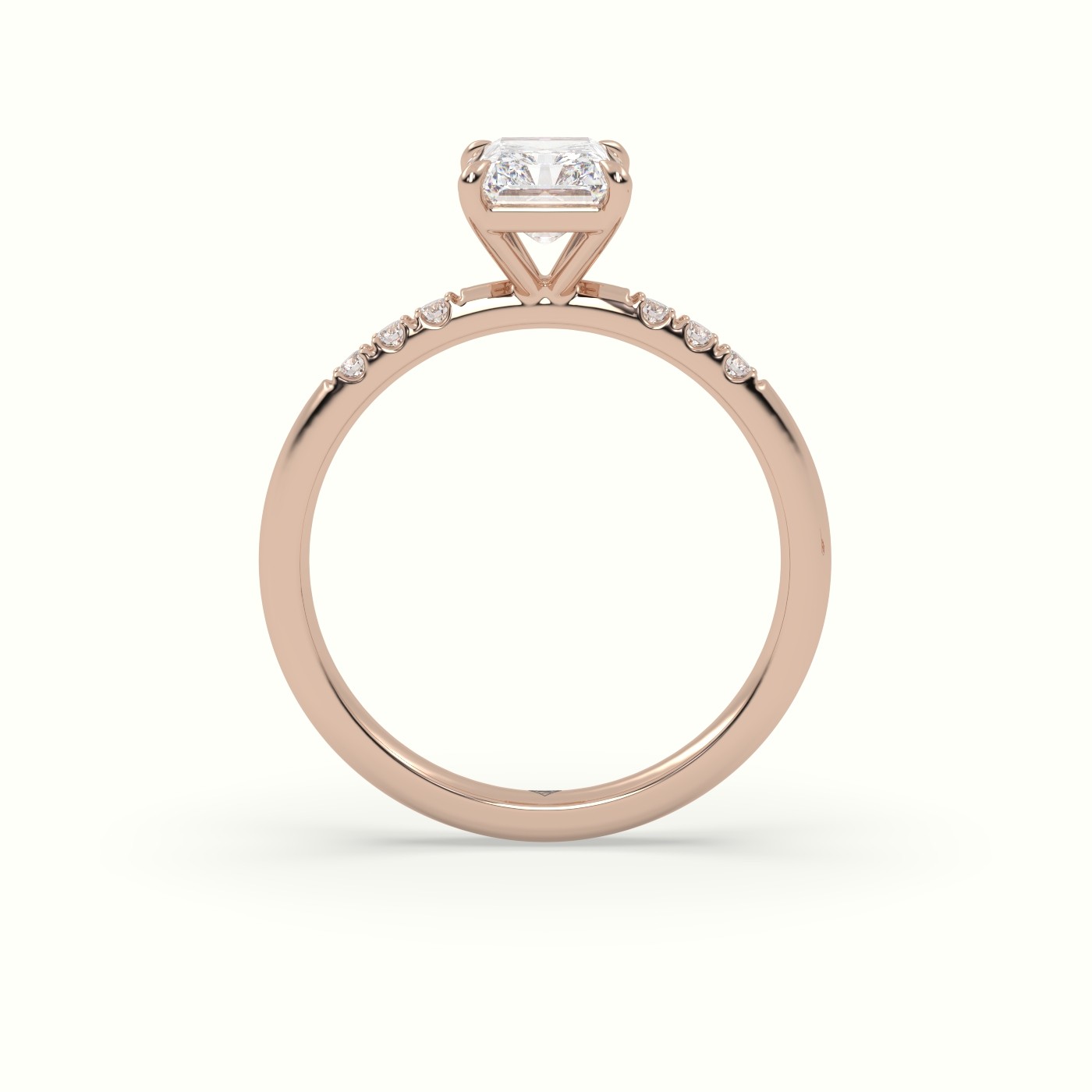 10K Rose Gold Radiant Cut Diamond Pave Engagement Ring
