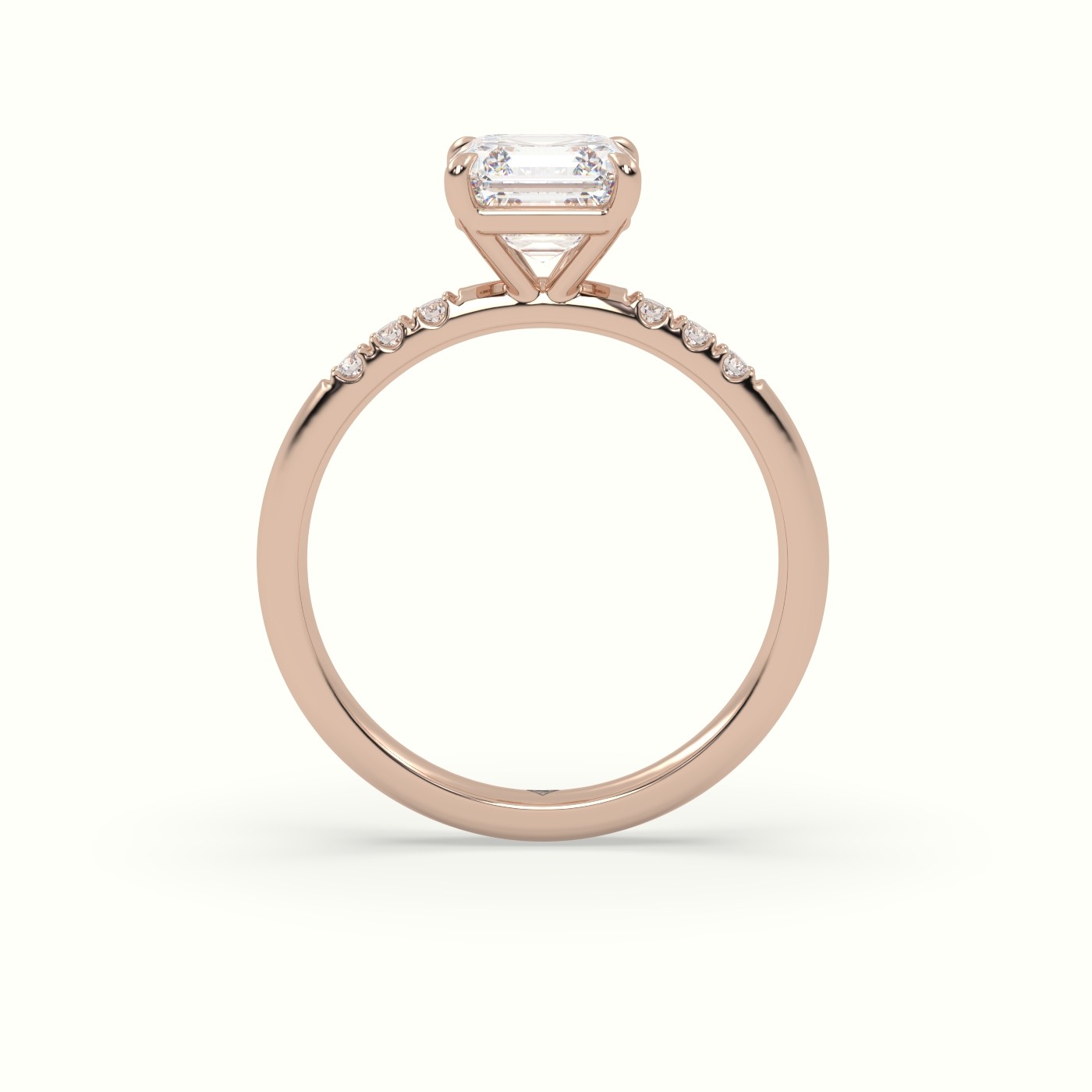 10K Rose Gold Asscher Cut Diamond Pave Engagement Ring