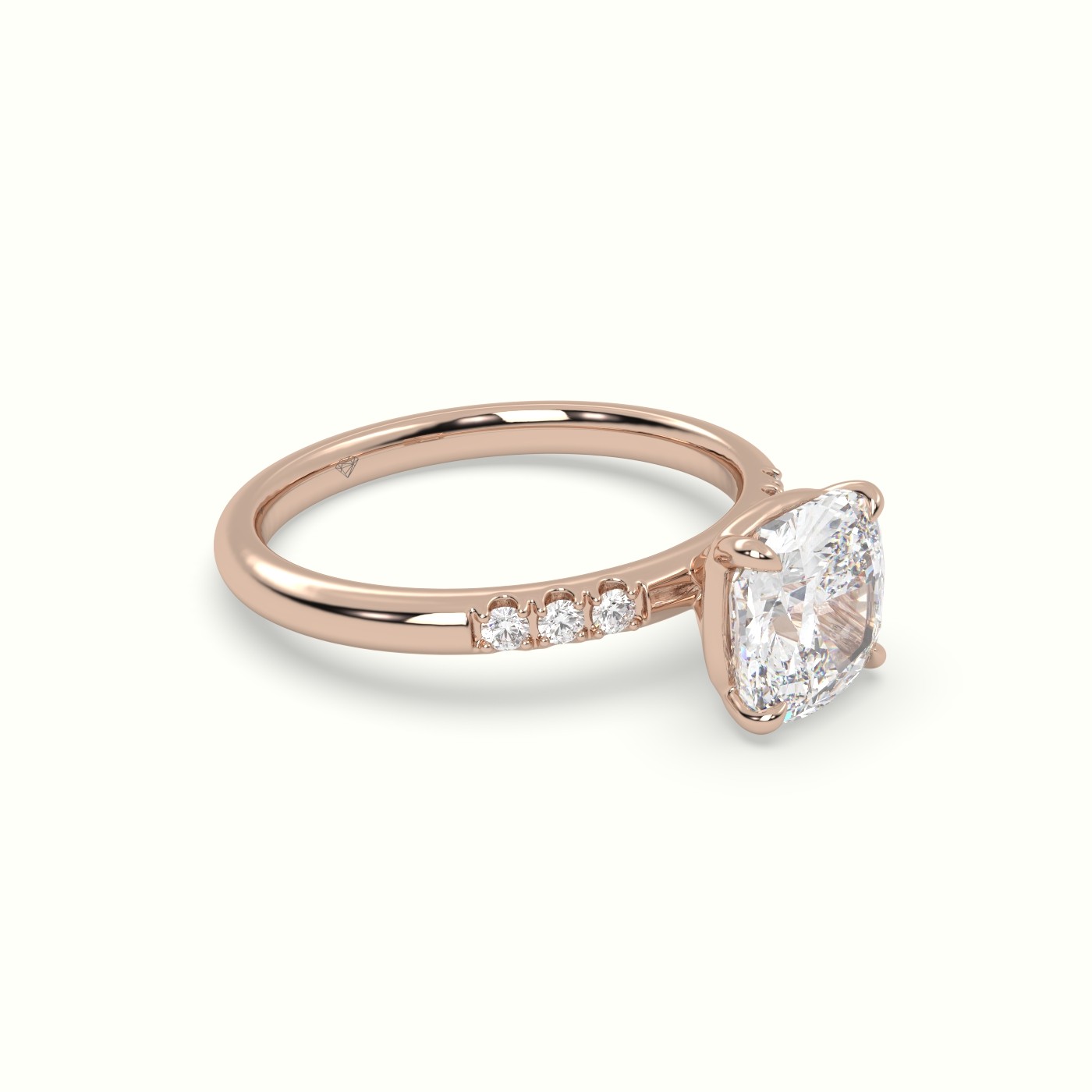 10K Rose Gold Cushion Cut Diamond Pave Engagement Ring