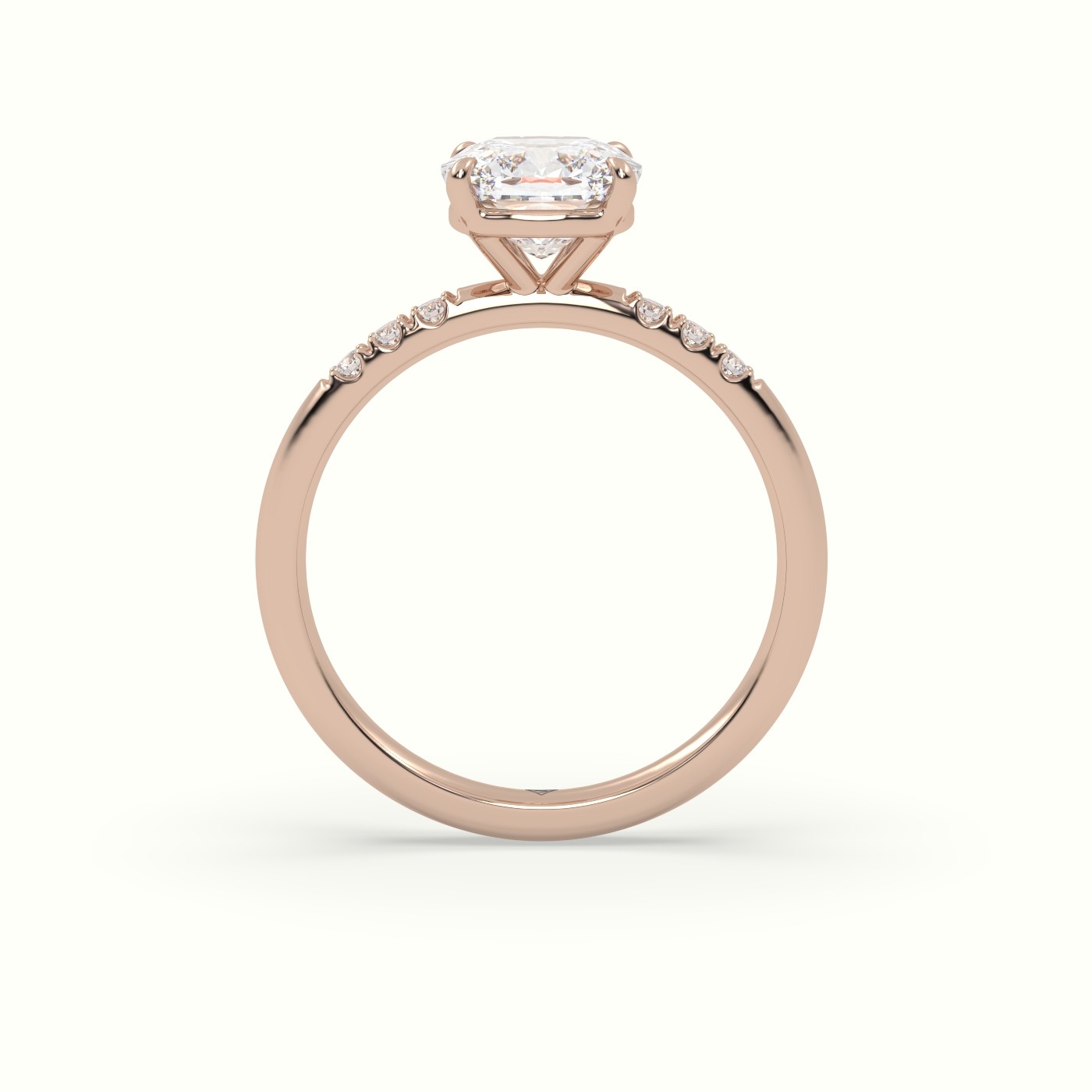 10K Rose Gold Cushion Cut Diamond Pave Engagement Ring
