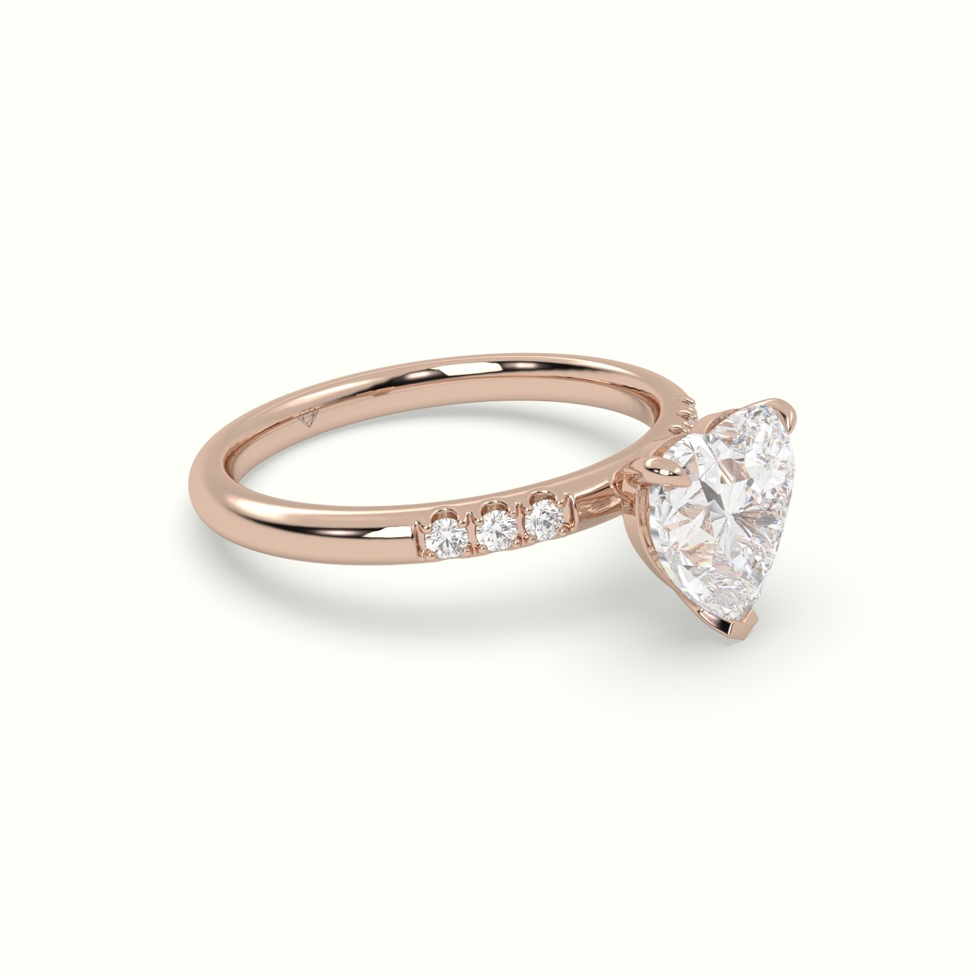 10K Rose Gold Heart Cut Diamond Pave Engagement Ring