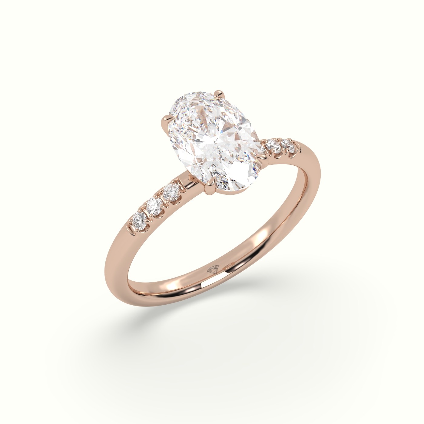 10K Rose Gold Oval Cut Diamond Pave Engagement Ring