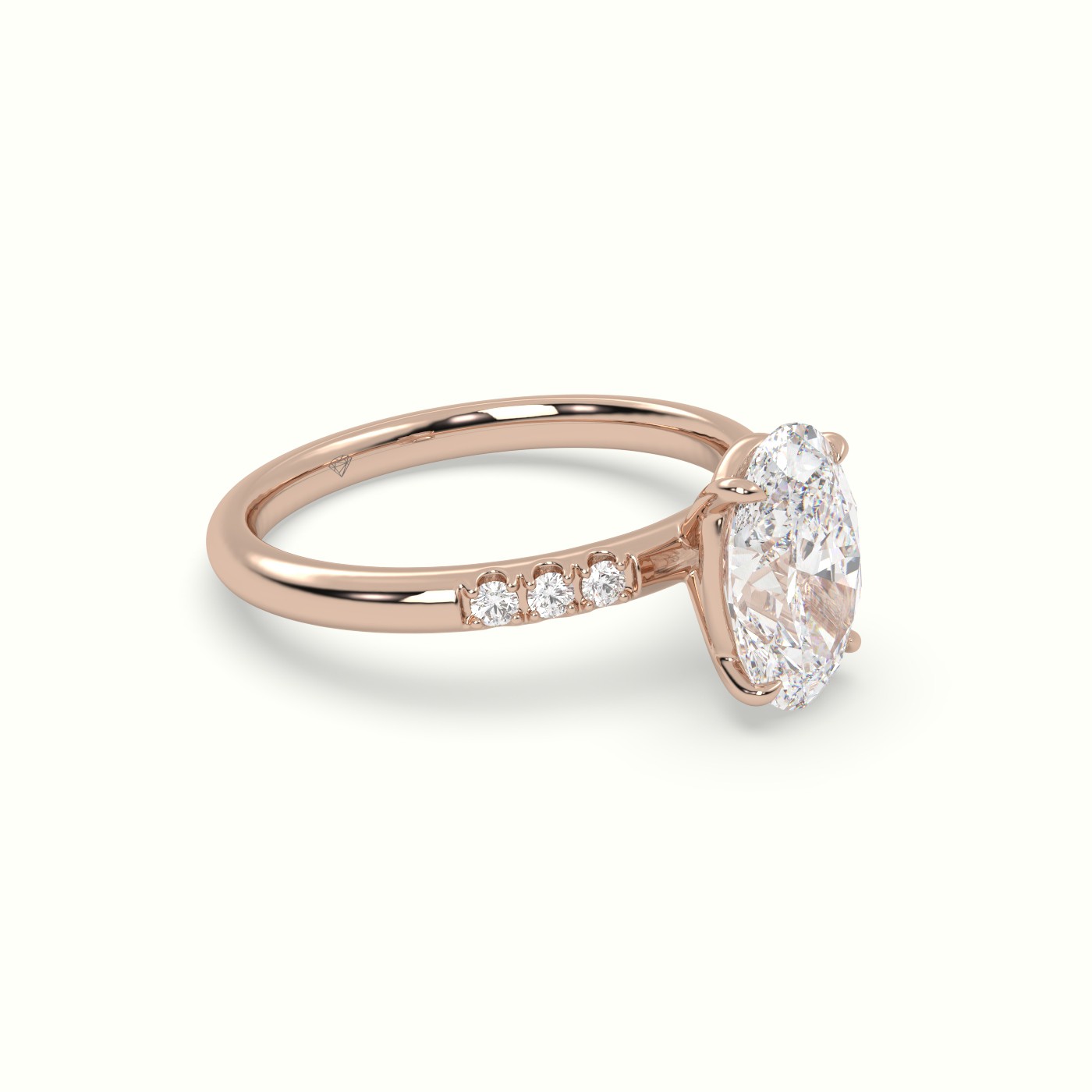 10K Rose Gold Oval Cut Diamond Pave Engagement Ring