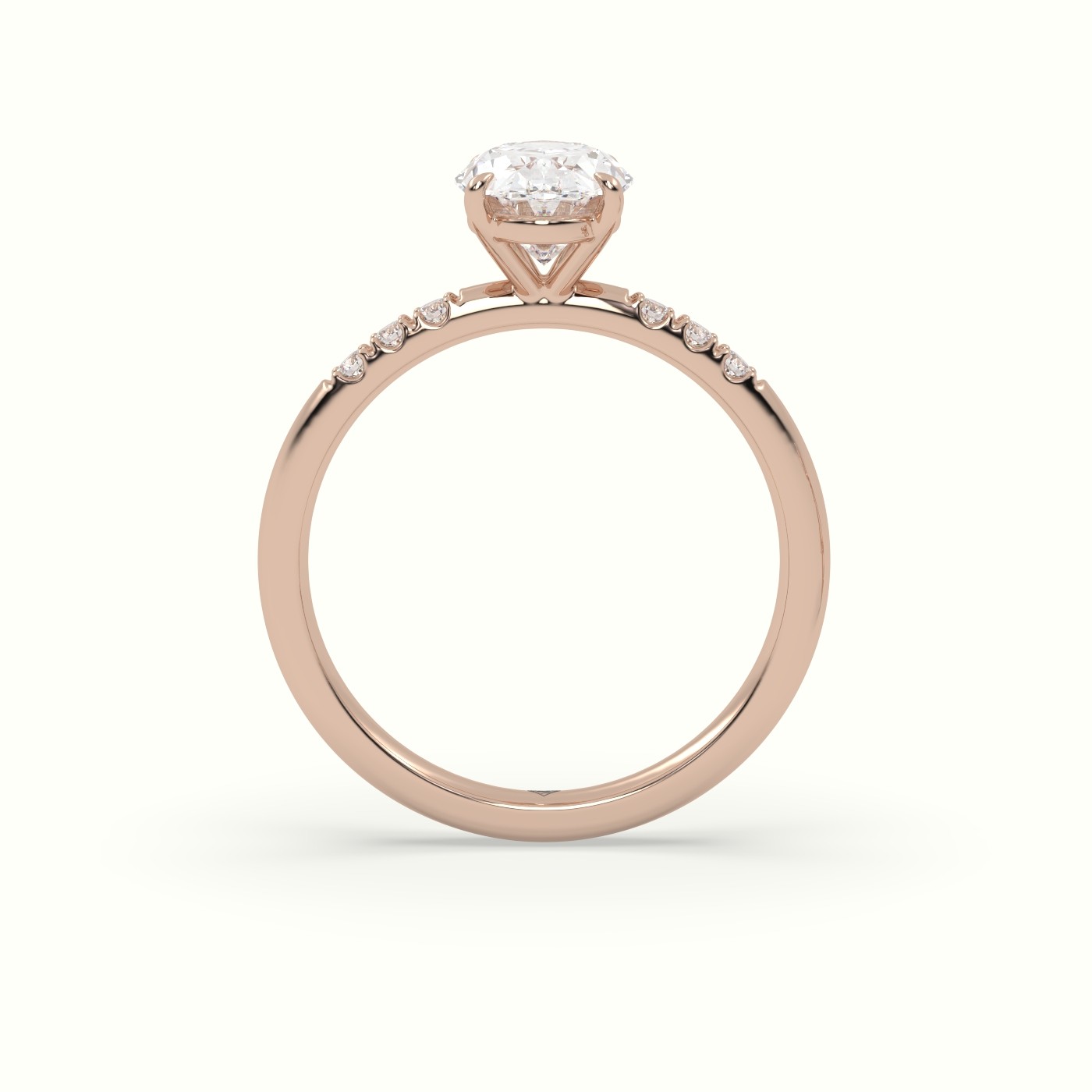 10K Rose Gold Oval Cut Diamond Pave Engagement Ring