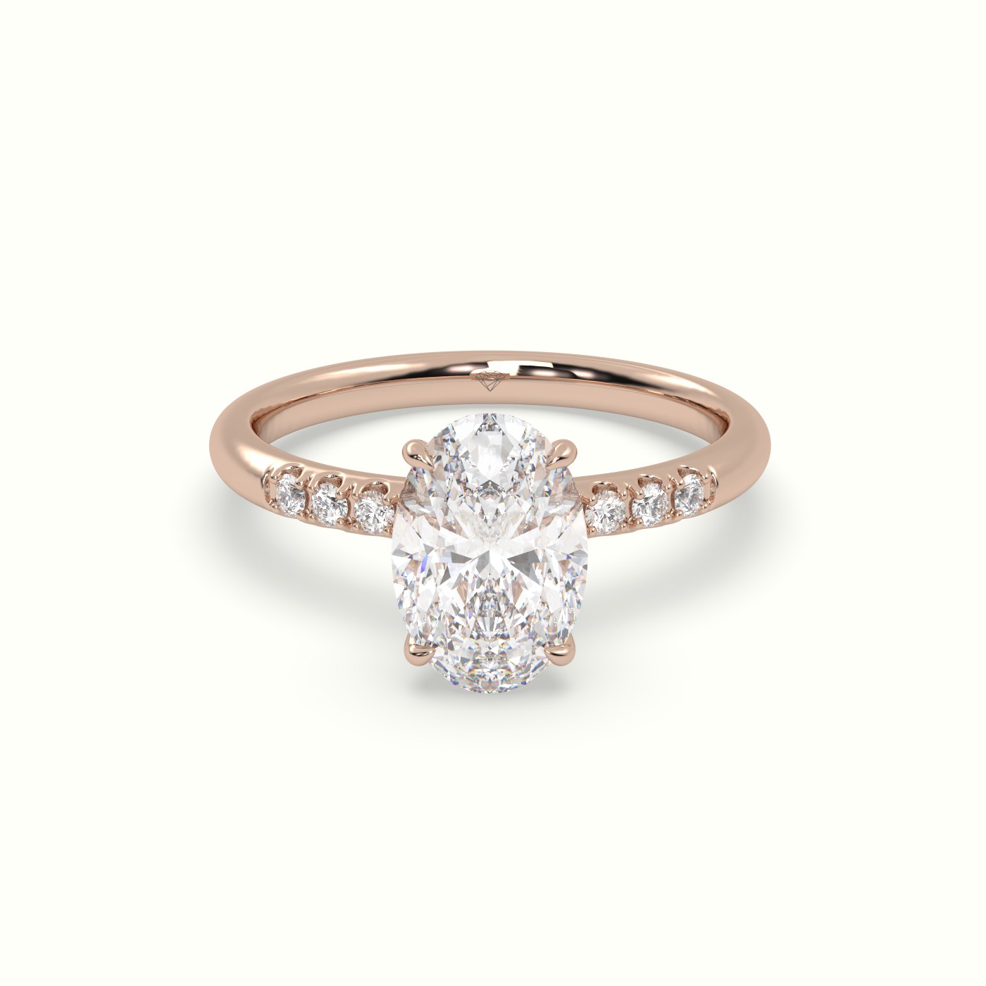 10K Rose Gold Oval Cut Diamond Pave Engagement Ring