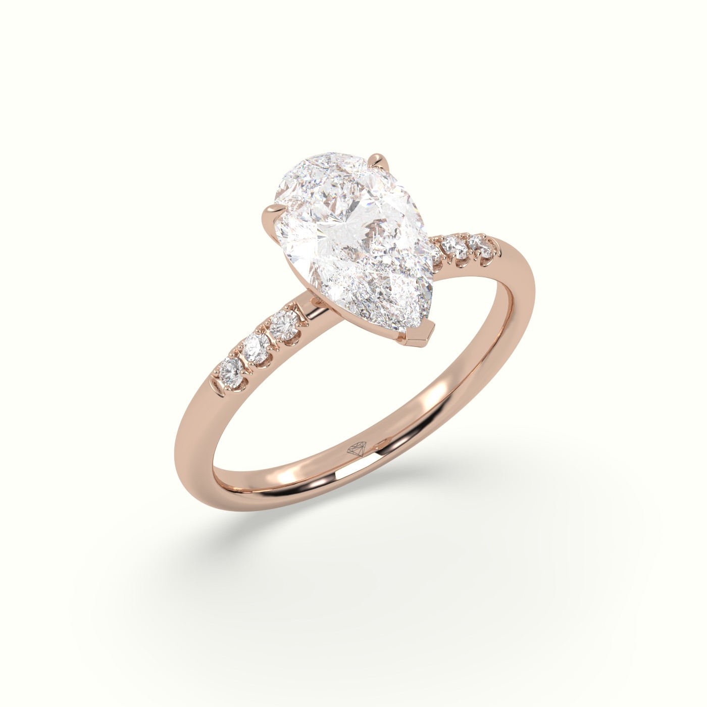 10K Rose Gold Pear Cut Diamond Pave Engagement Ring