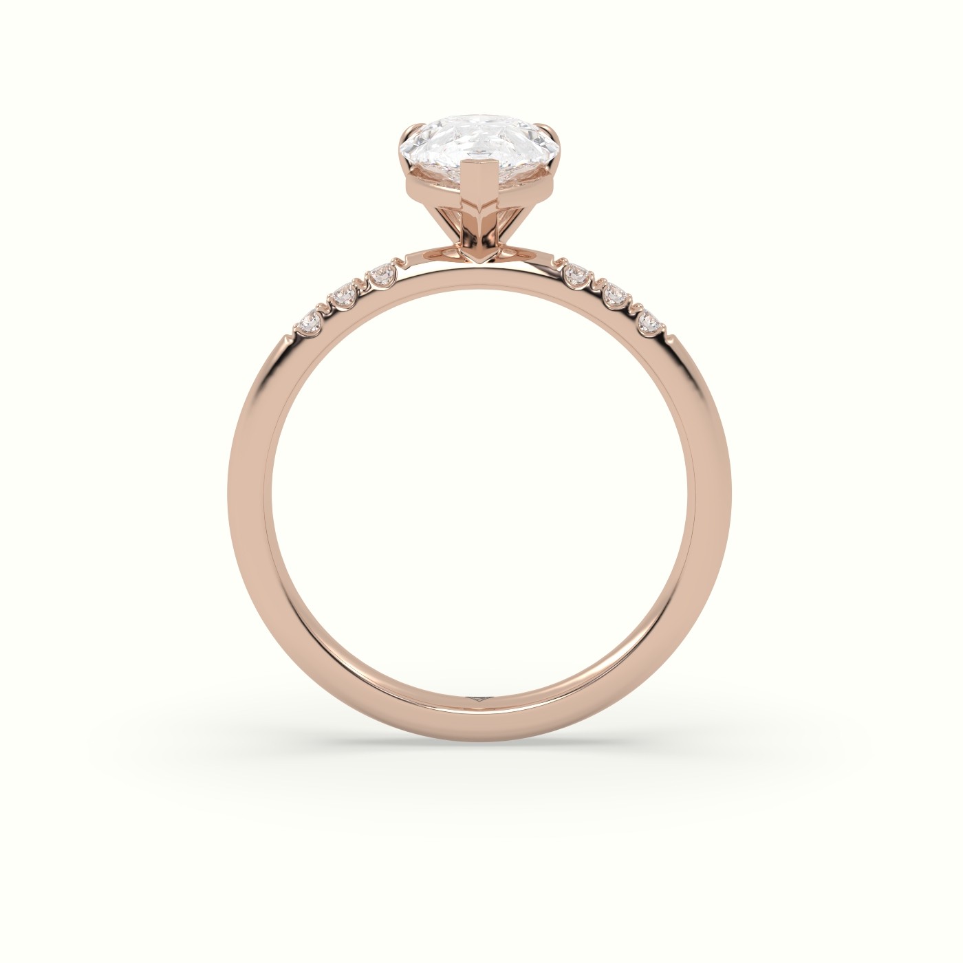 10K Rose Gold Pear Cut Diamond Pave Engagement Ring