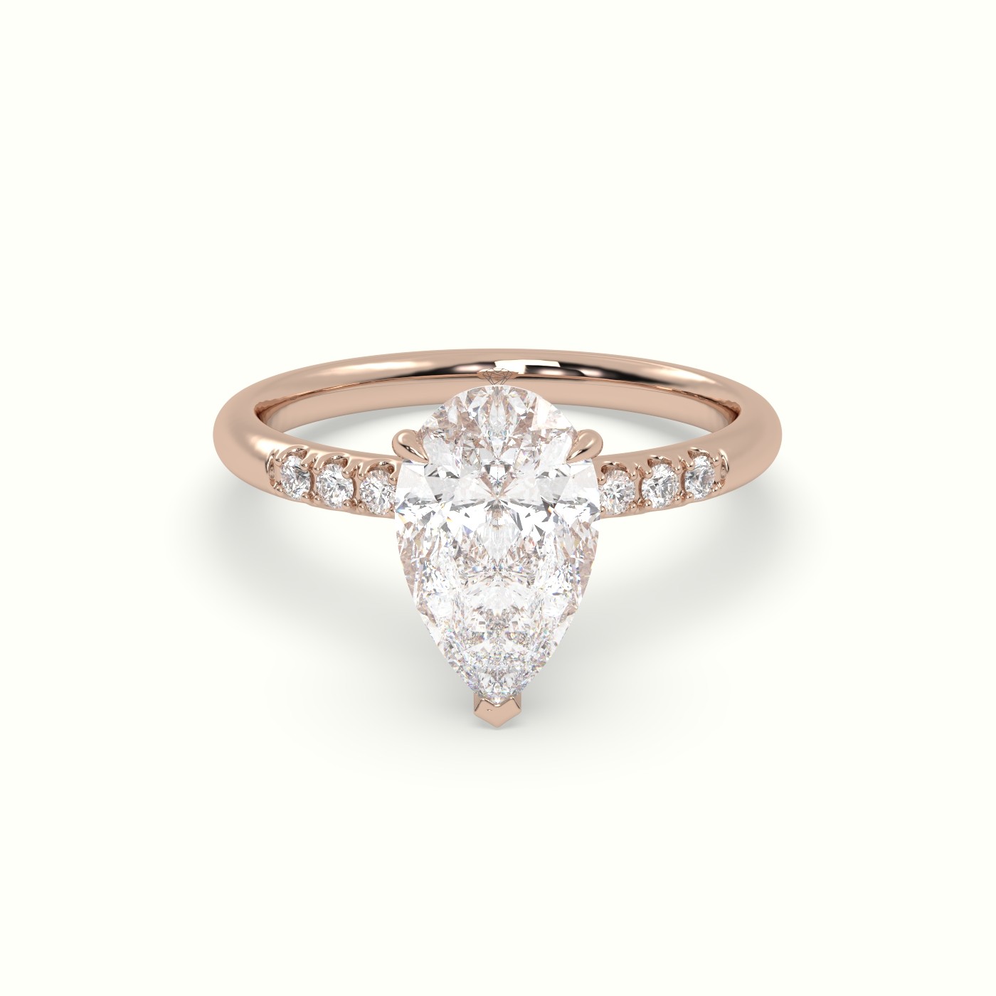 10K Rose Gold Pear Cut Diamond Pave Engagement Ring