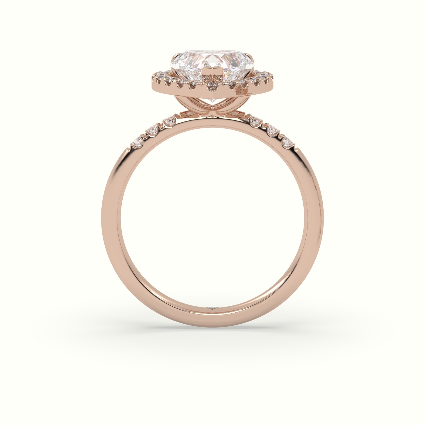 10K Rose Gold Heart Cut Halo Diamond Engagement Ring