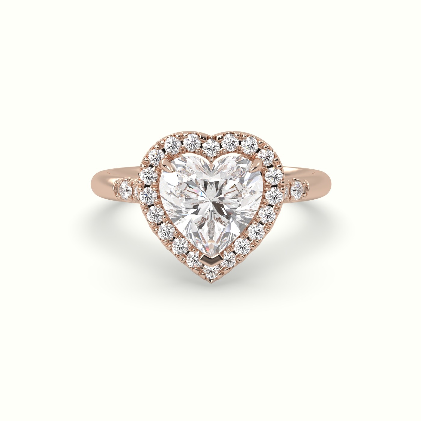 10K Rose Gold Heart Cut Halo Diamond Engagement Ring