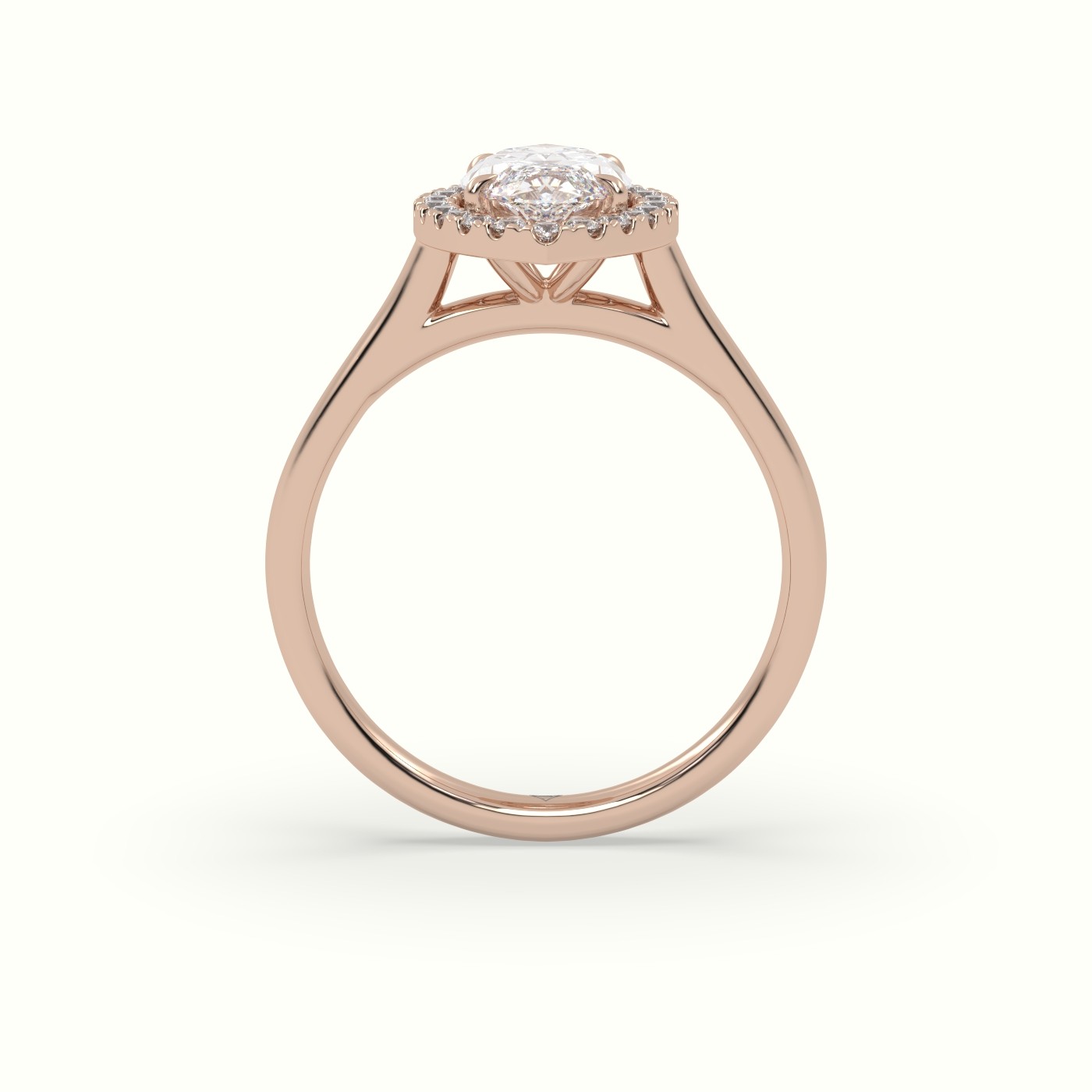 10K Rose Gold Marquise Cut Halo Diamond Engagement Ring