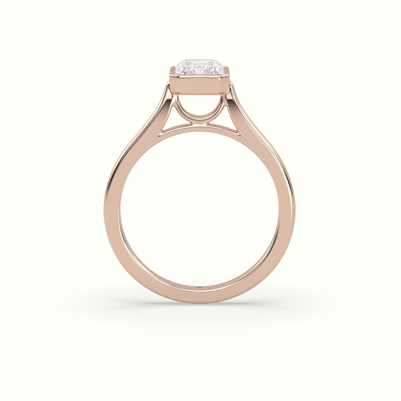 10K Rose Gold Radiant Cut Diamond Bezel Set Engagement Ring