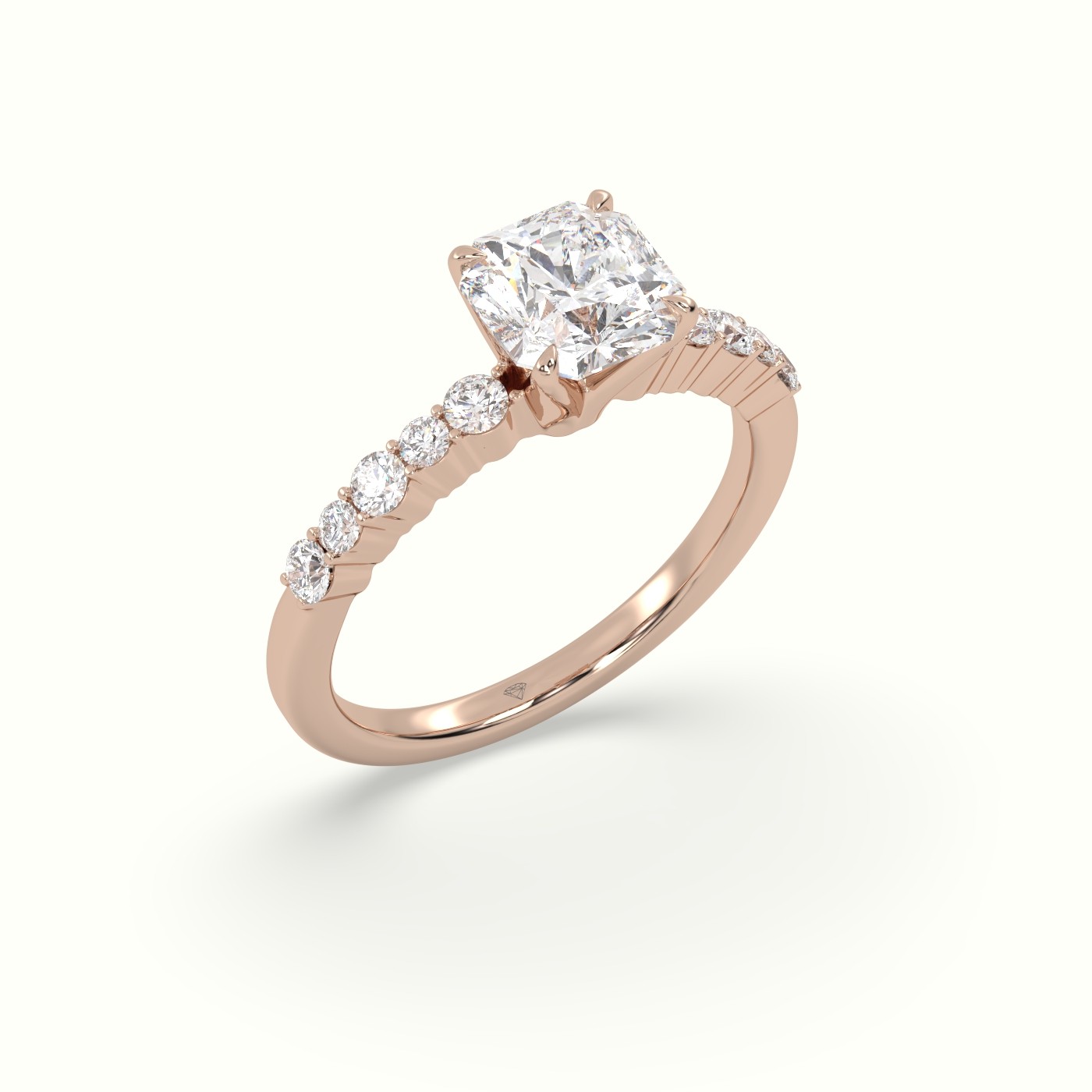 10K Rose Gold Asscher Cut Diamond Pave Engagement Ring
