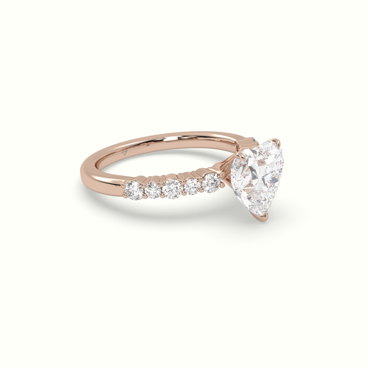 10K Rose Gold Heart Cut Diamond Pave Engagement Ring