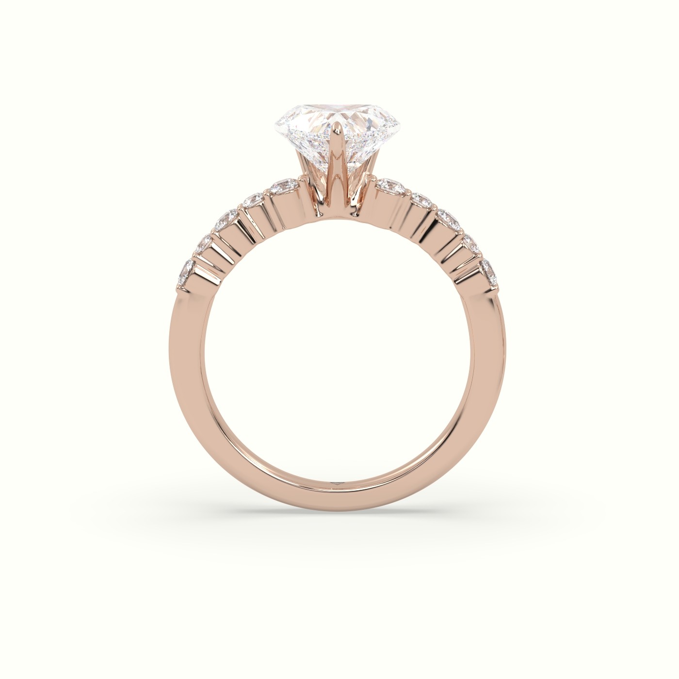 10K Rose Gold Heart Cut Diamond Pave Engagement Ring