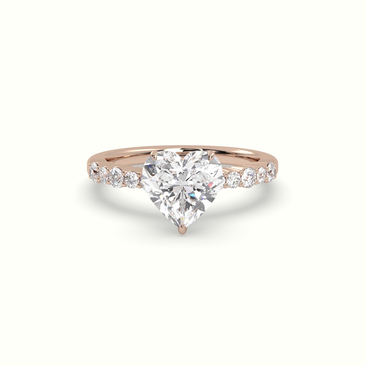 10K Rose Gold Heart Cut Diamond Pave Engagement Ring