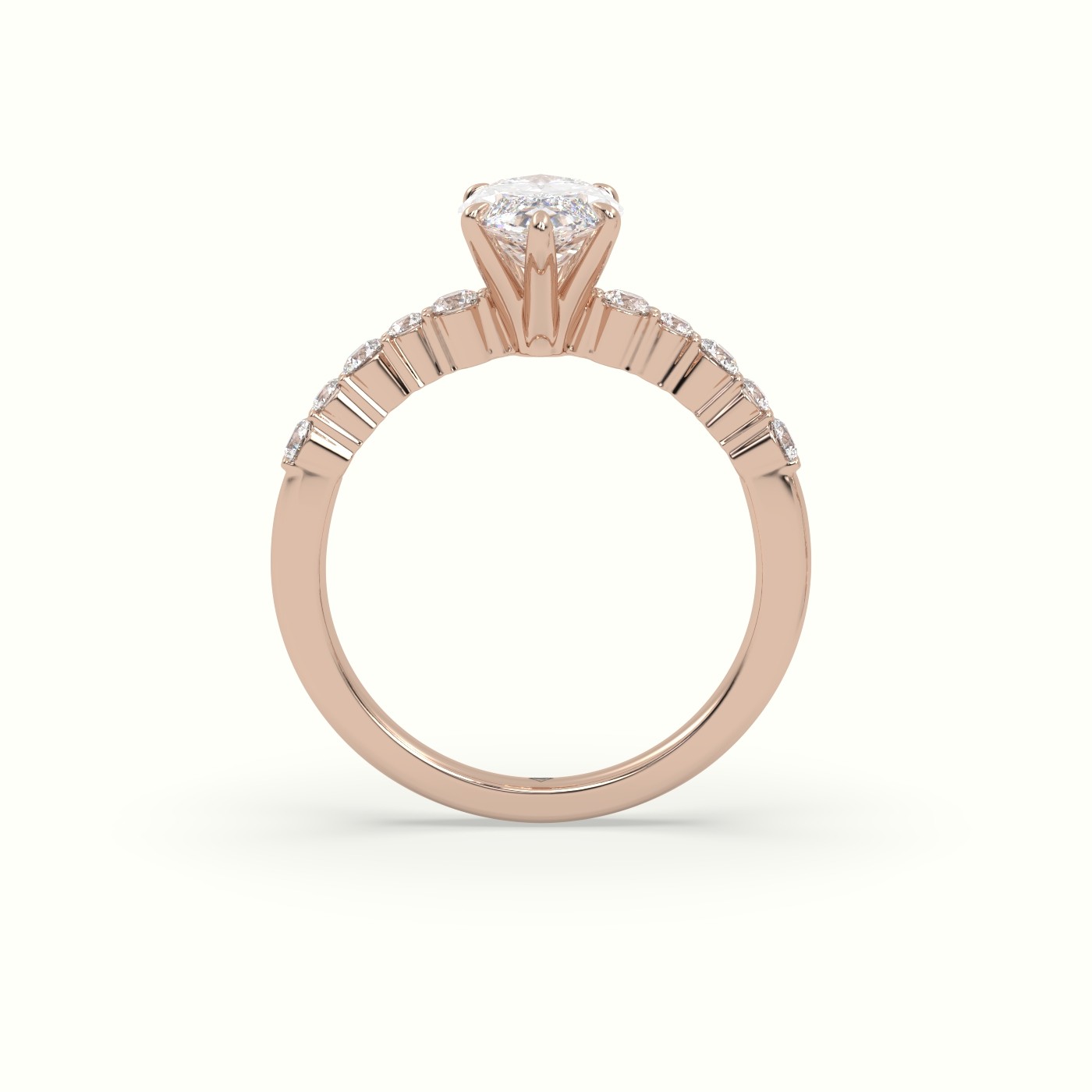 10K Rose Gold Marquise Cut Diamond Pave Engagement Ring