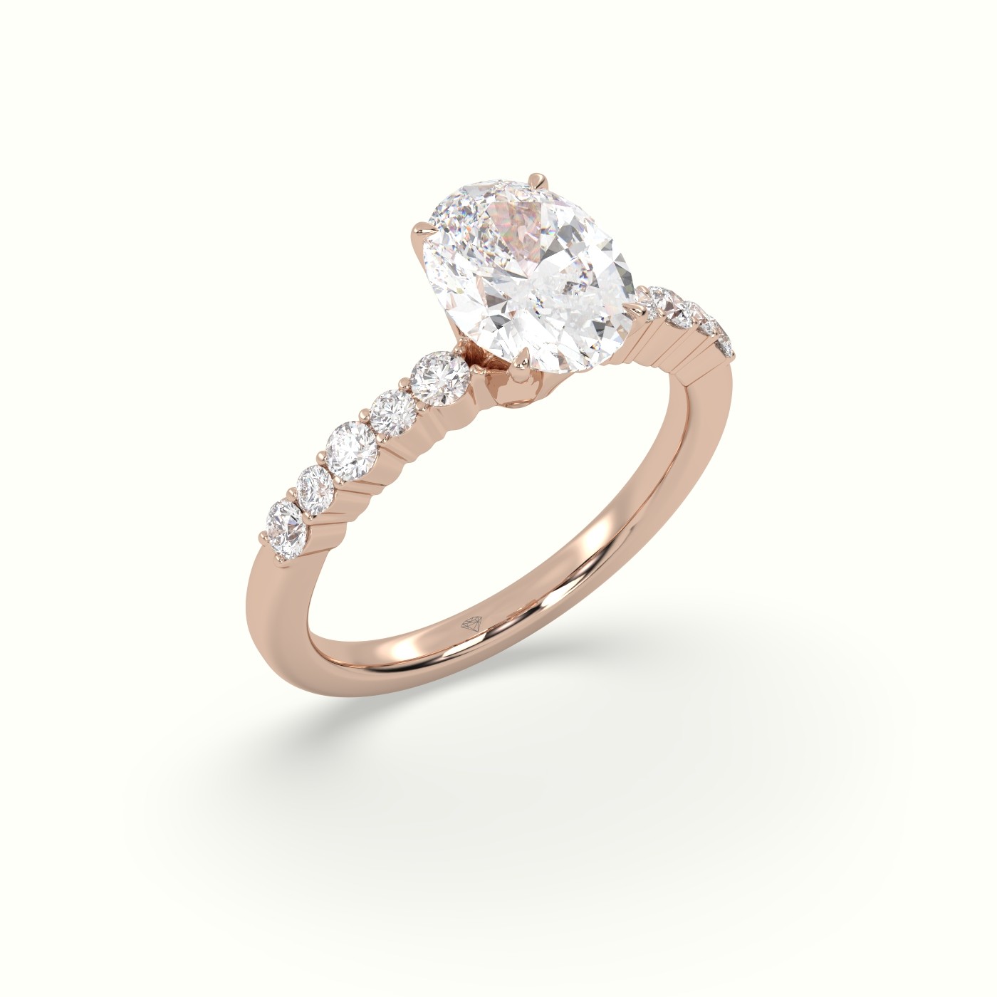10K Rose Gold Oval Cut Diamond Pave Engagement Ring
