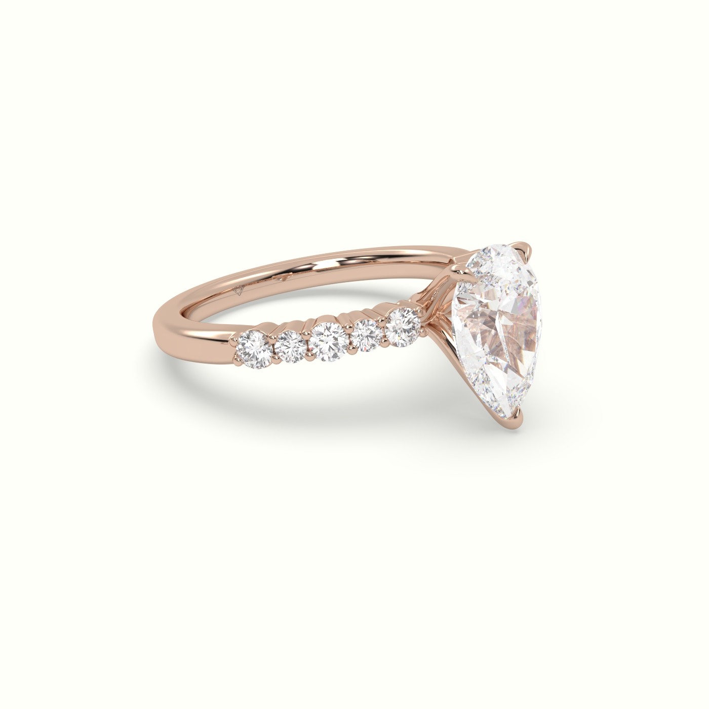10K Rose Gold Pear Cut Diamond Pave Engagement Ring