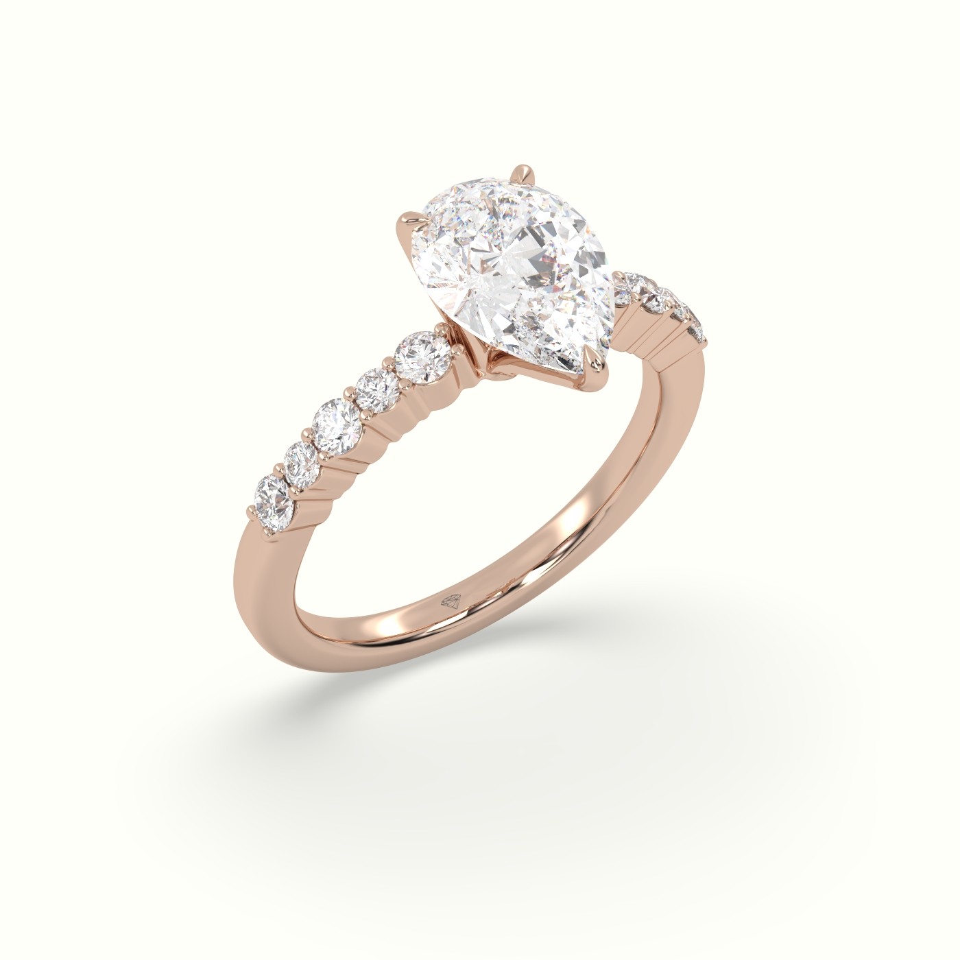 10K Rose Gold Pear Cut Diamond Pave Engagement Ring
