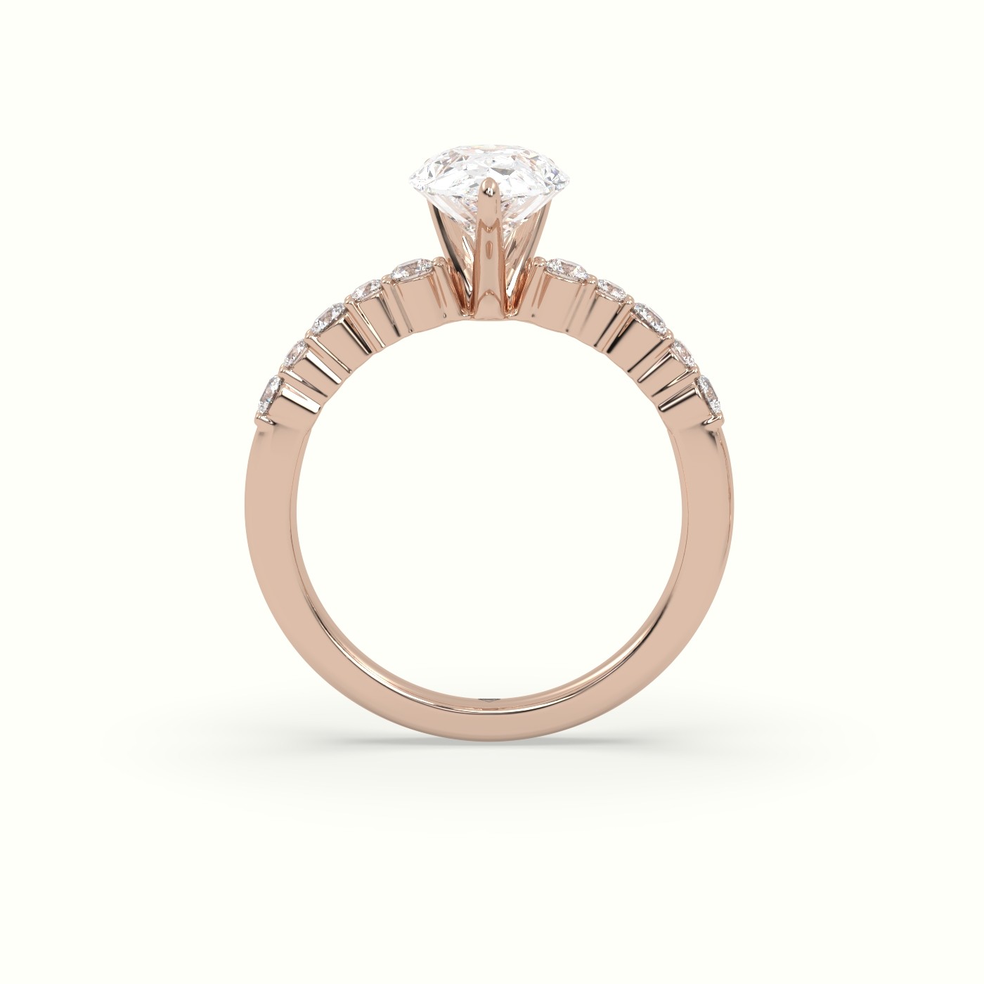 10K Rose Gold Pear Cut Diamond Pave Engagement Ring