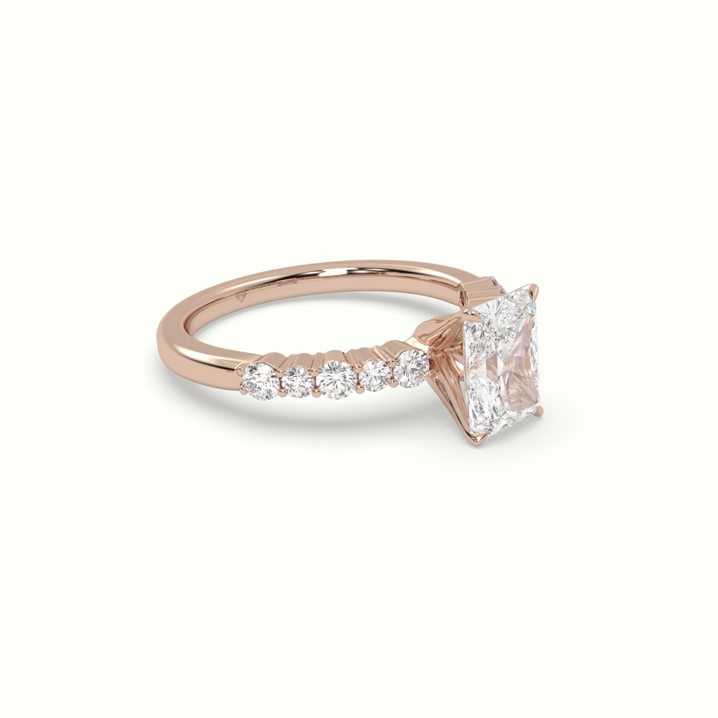 10K Rose Gold Radiant Cut Diamond Pave Engagement Ring