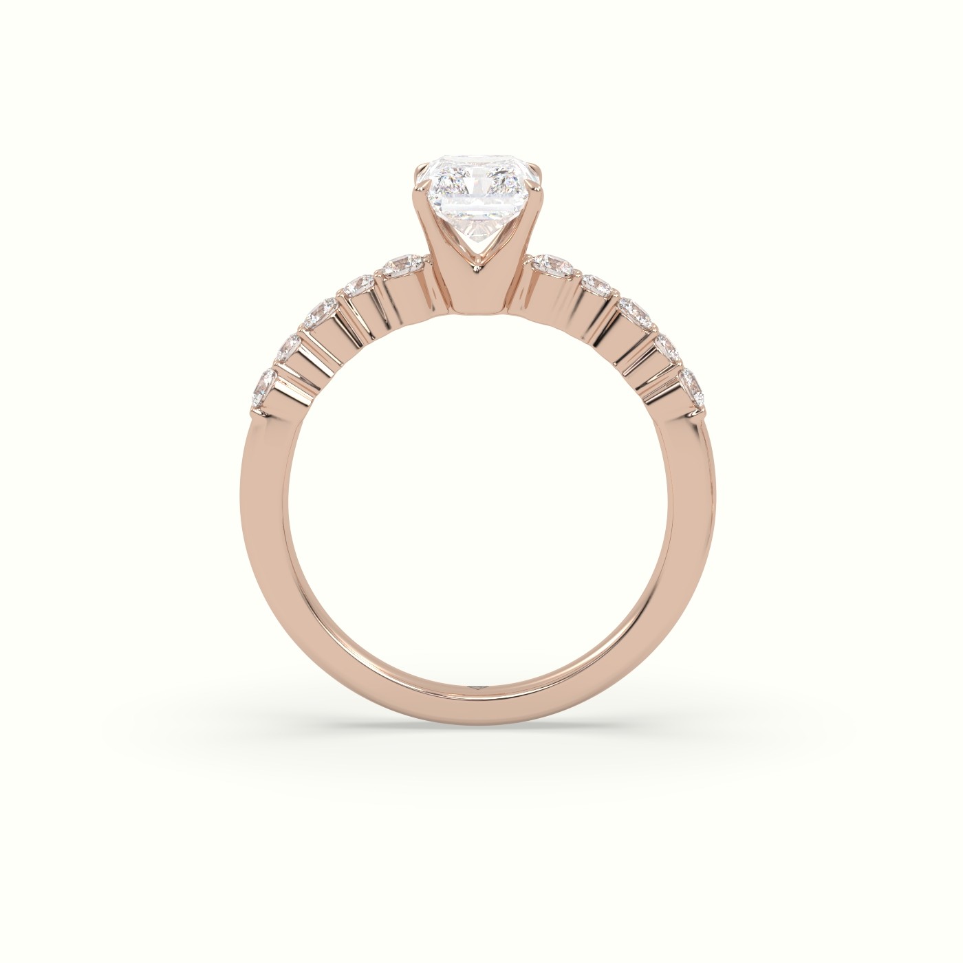 10K Rose Gold Radiant Cut Diamond Pave Engagement Ring