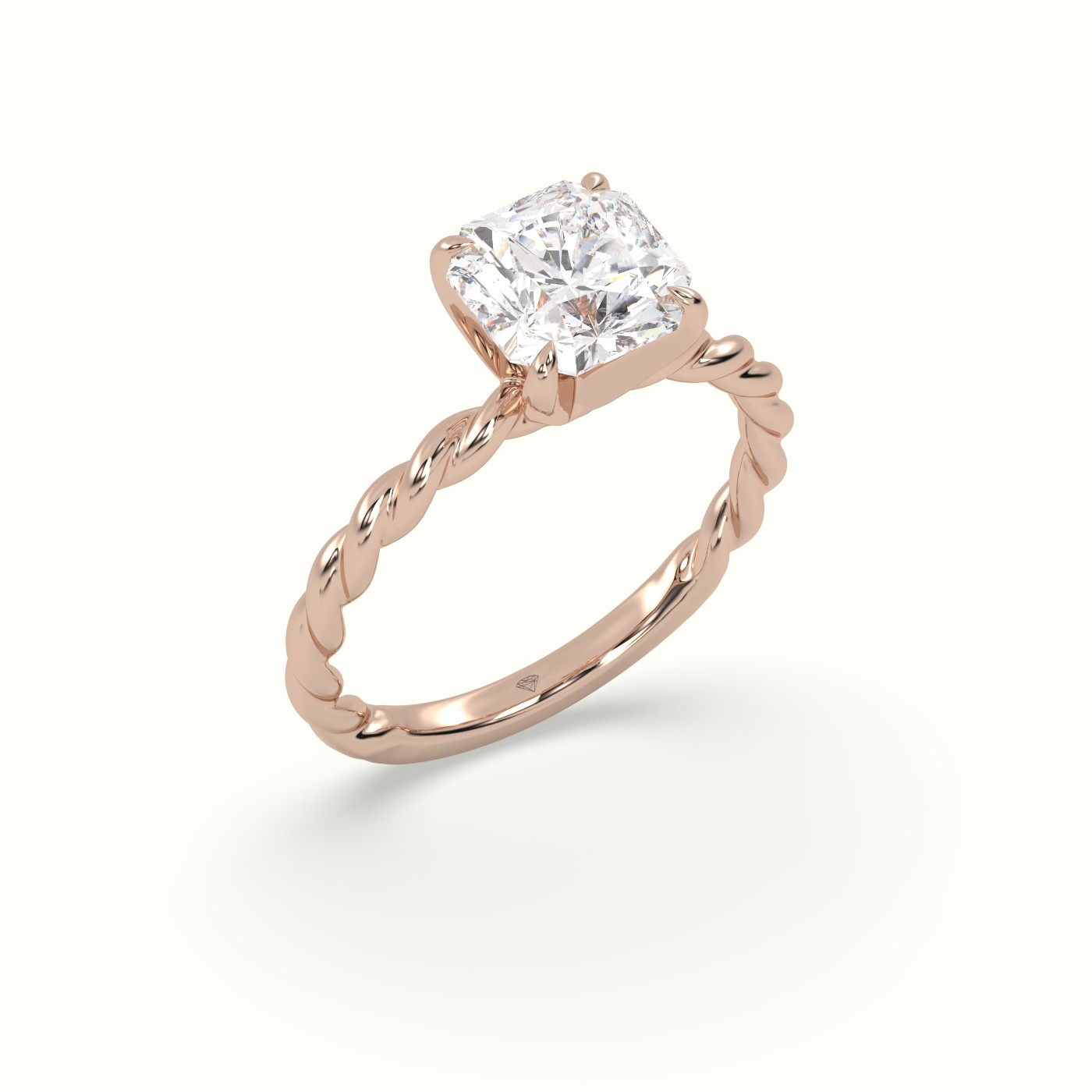 10K Rose Gold Asscher Cut Diamond Solitaire Engagement Ring