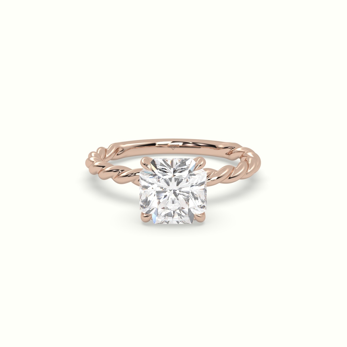 10K Rose Gold Asscher Cut Diamond Solitaire Engagement Ring