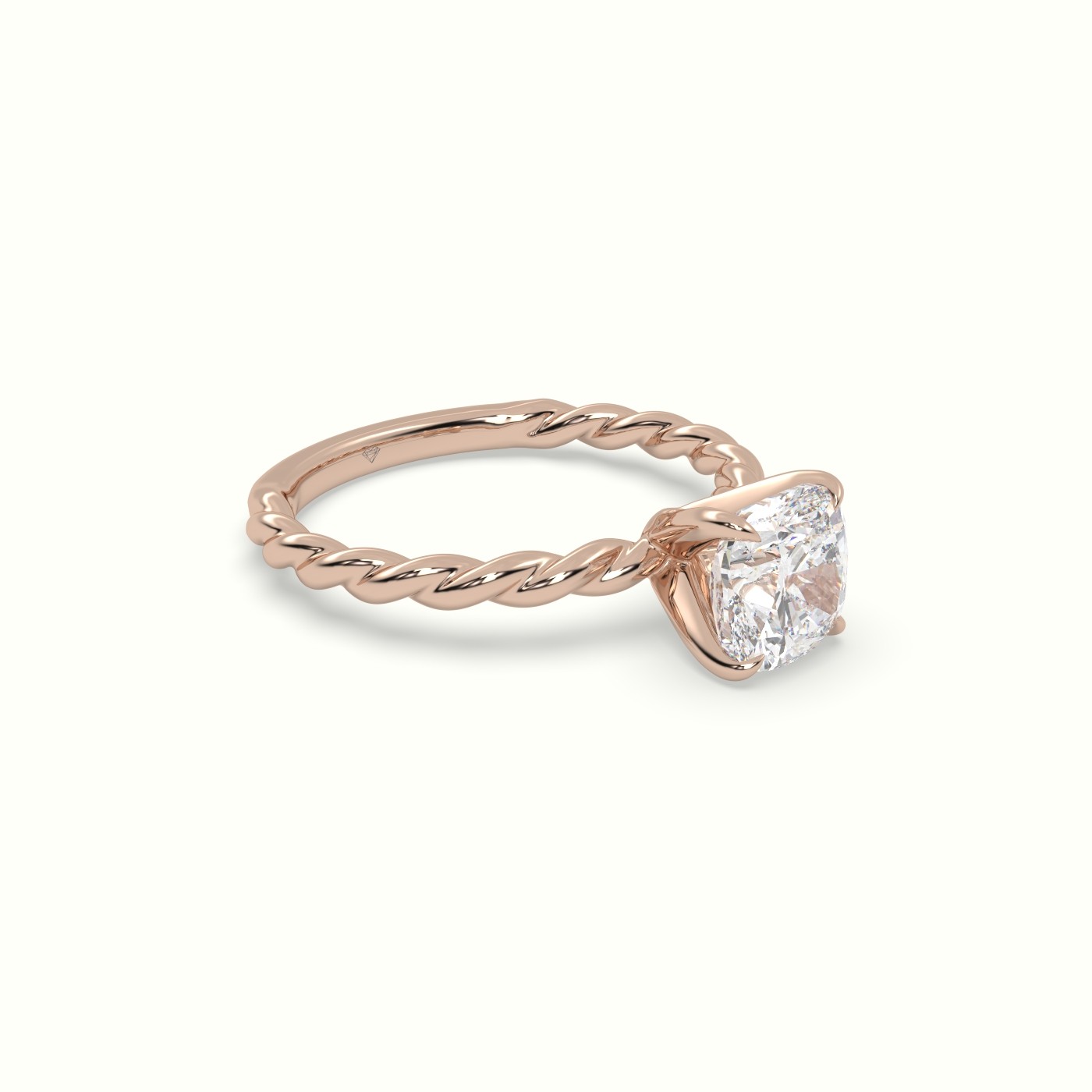 10K Rose Gold Cushion Cut Diamond Solitaire Engagement Ring