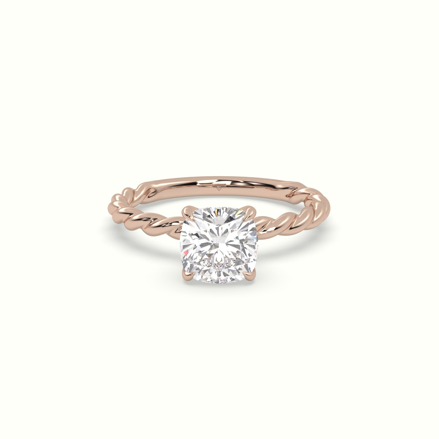 10K Rose Gold Cushion Cut Diamond Solitaire Engagement Ring