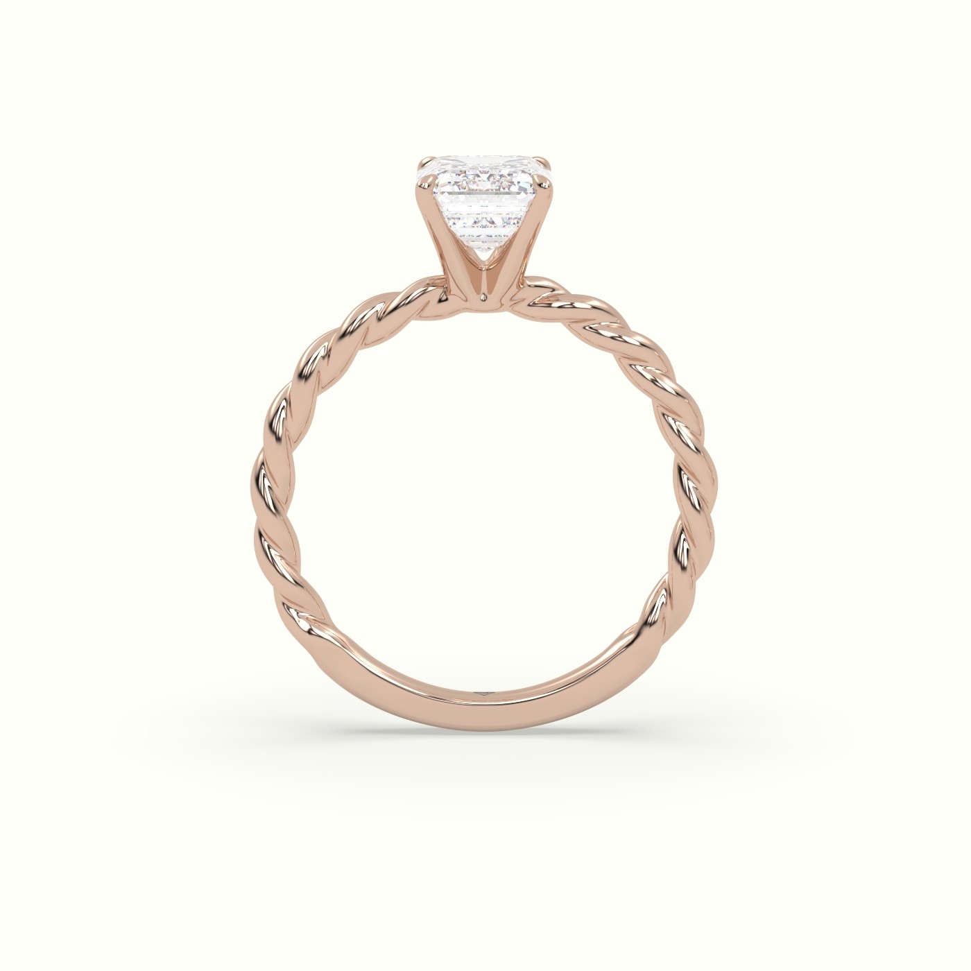 10K Rose Gold Emerald Cut Diamond Solitaire Engagement Ring