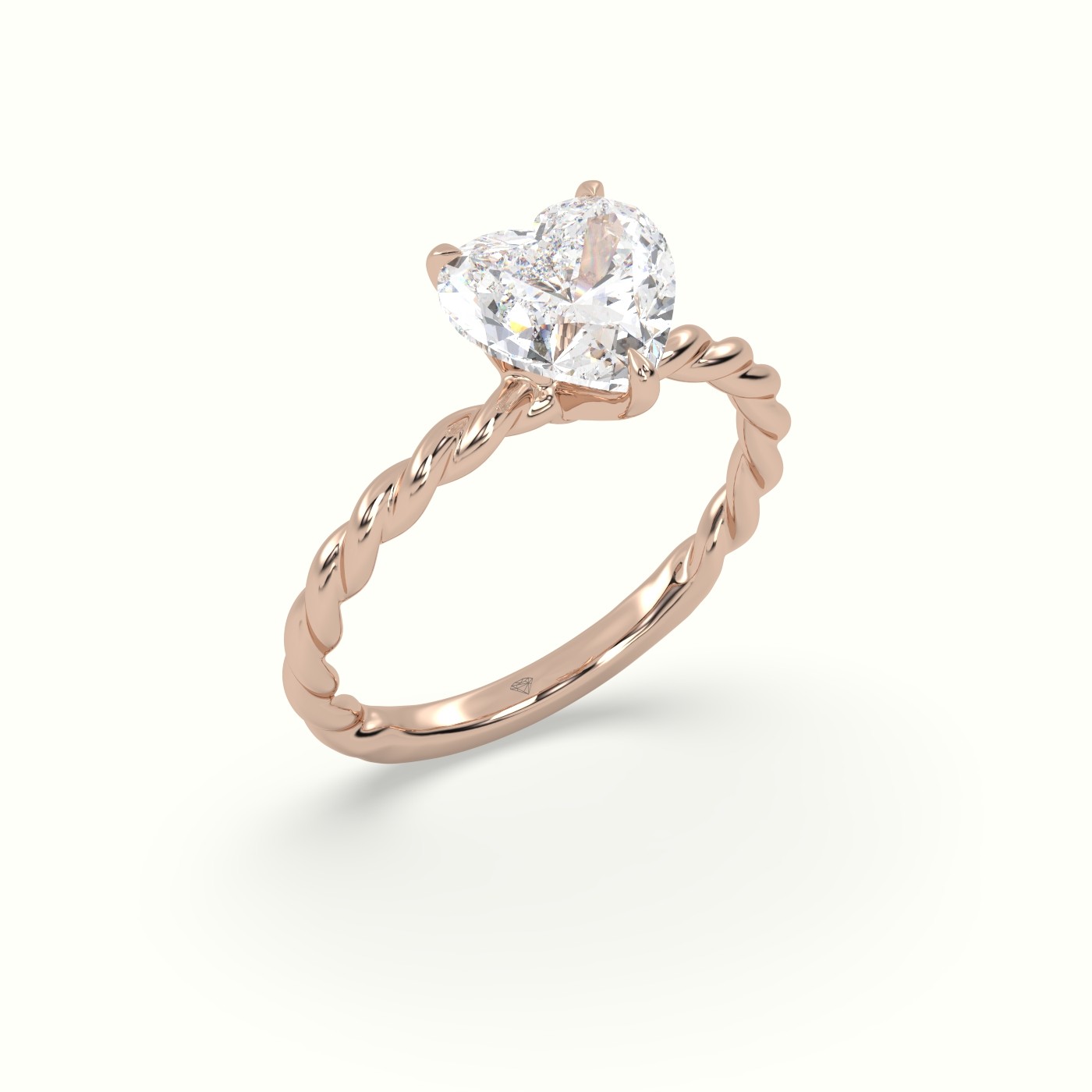10K Rose Gold Heart Cut Diamond Solitaire Engagement Ring