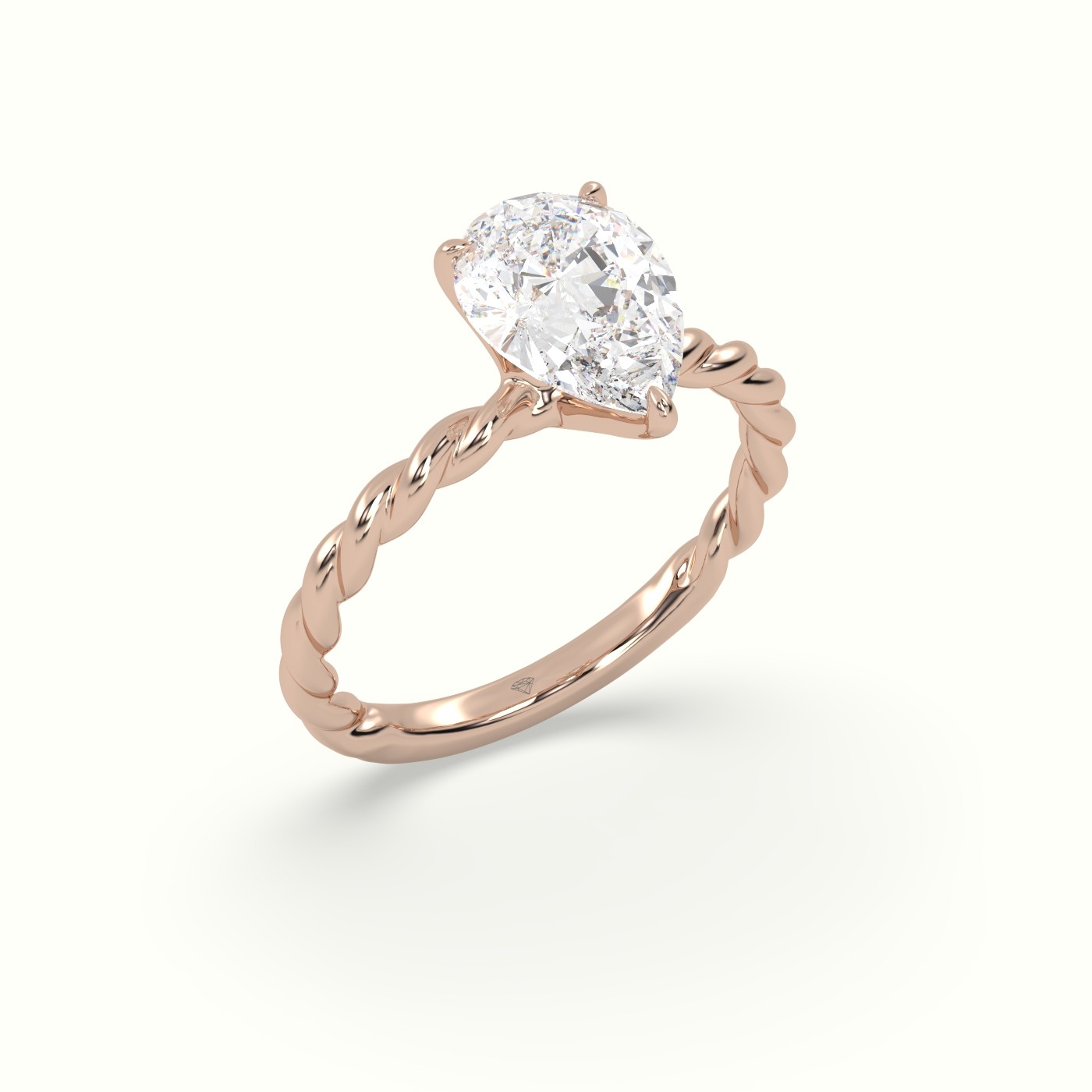 10K Rose Gold Pear Cut Diamond Solitaire Engagement Ring