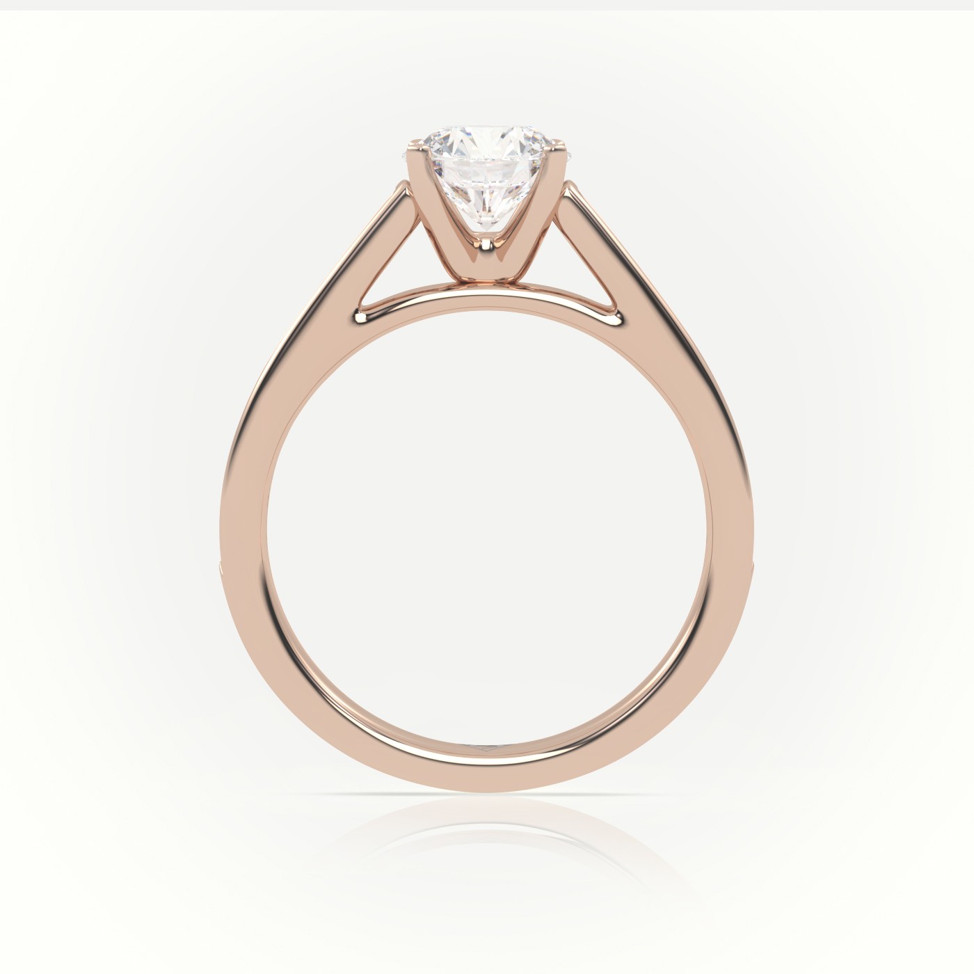 18K ROSE GOLD ROUND BRILIANT CUT DIAMOND 4 PRONGS CHANNEL SETTING ENGAGEMENT RING