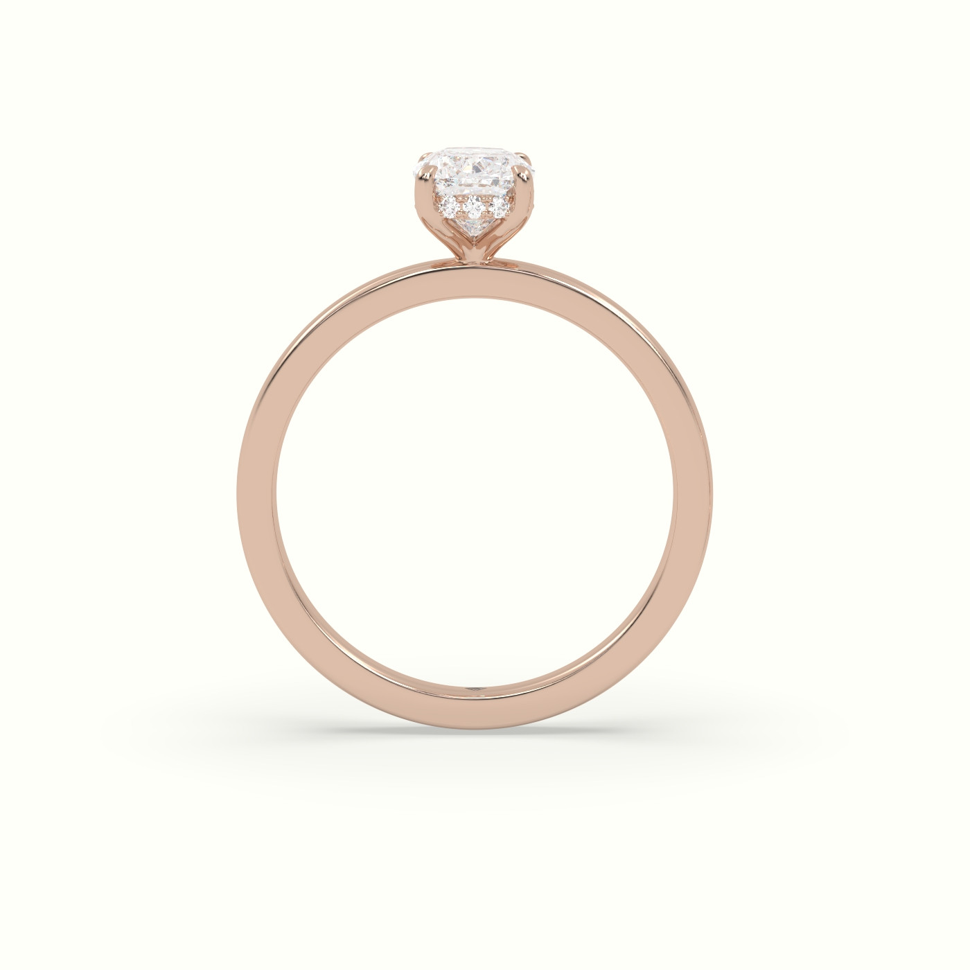 10K Rose Gold Cushion Cut Hidden Halo Engagement Ring