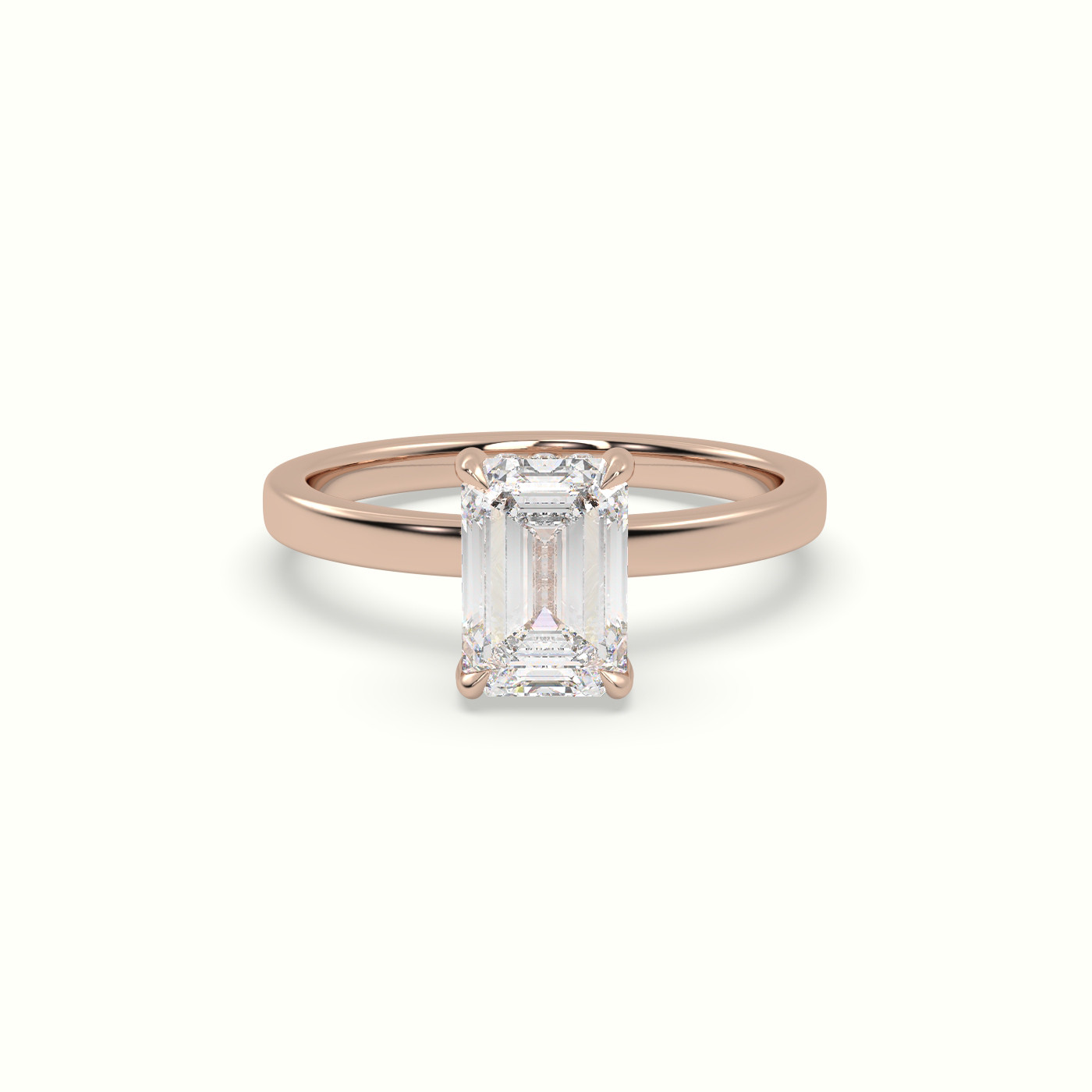 10K Rose Gold Emerald Cut Hidden Halo Engagement Ring