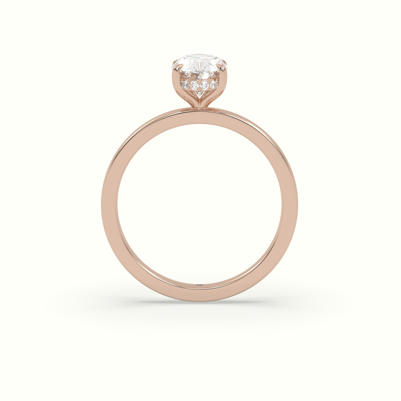 10K Rose Gold Oval Cut Hidden Halo Engagement Ring