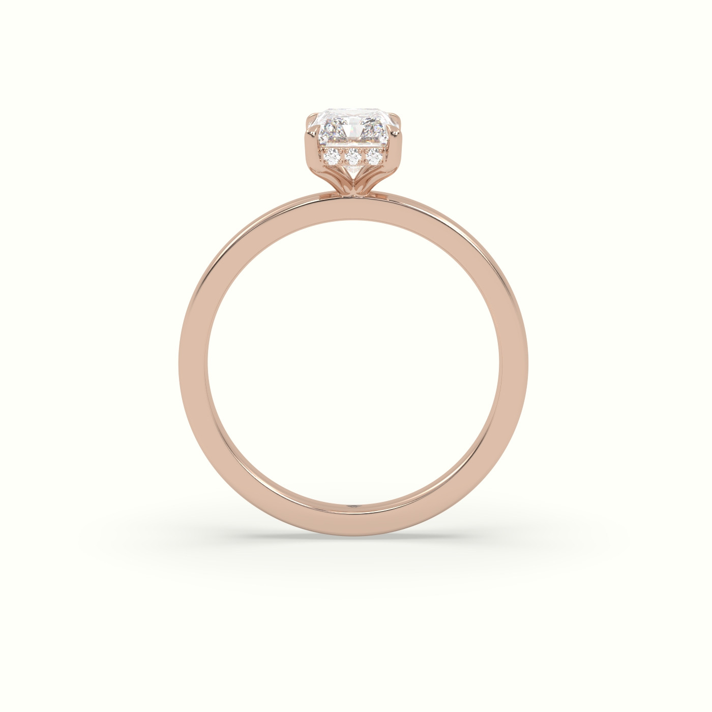 10K Rose Gold Radiant Cut Hidden Halo Engagement Ring