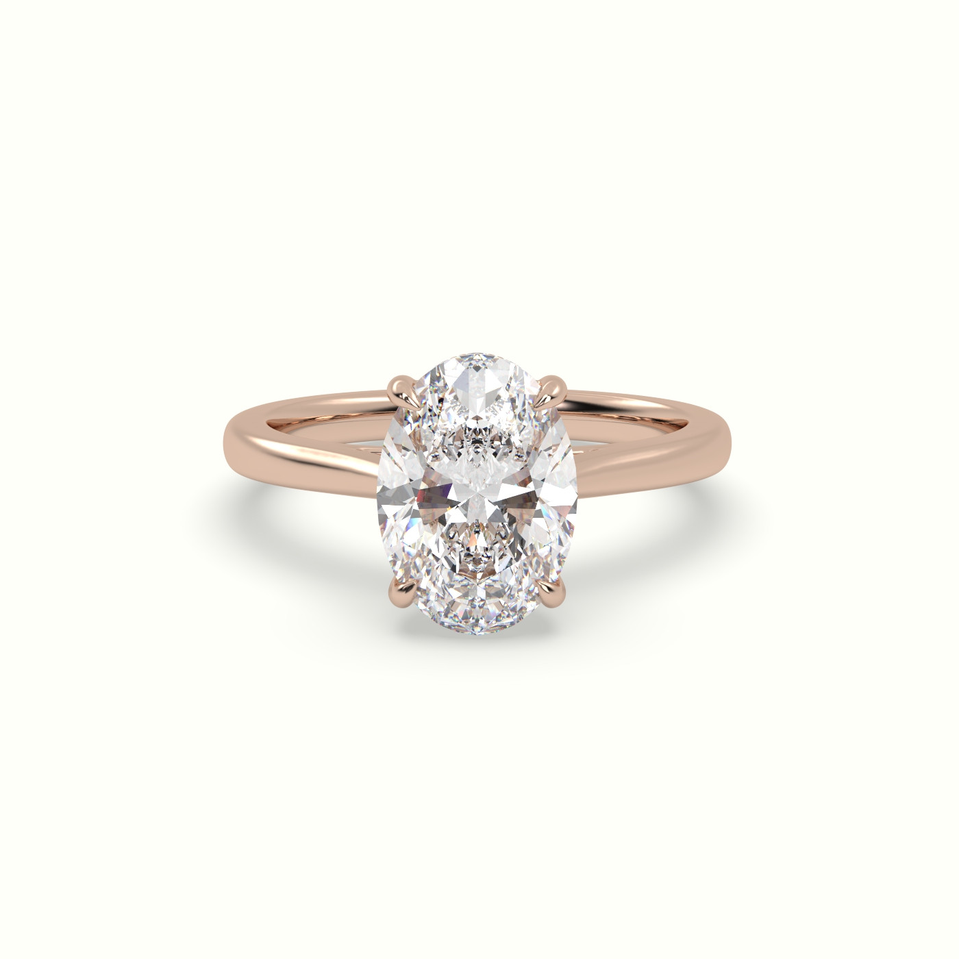 10K Rose Gold Oval Cut Hidden Halo Cathedral Engagement Ring