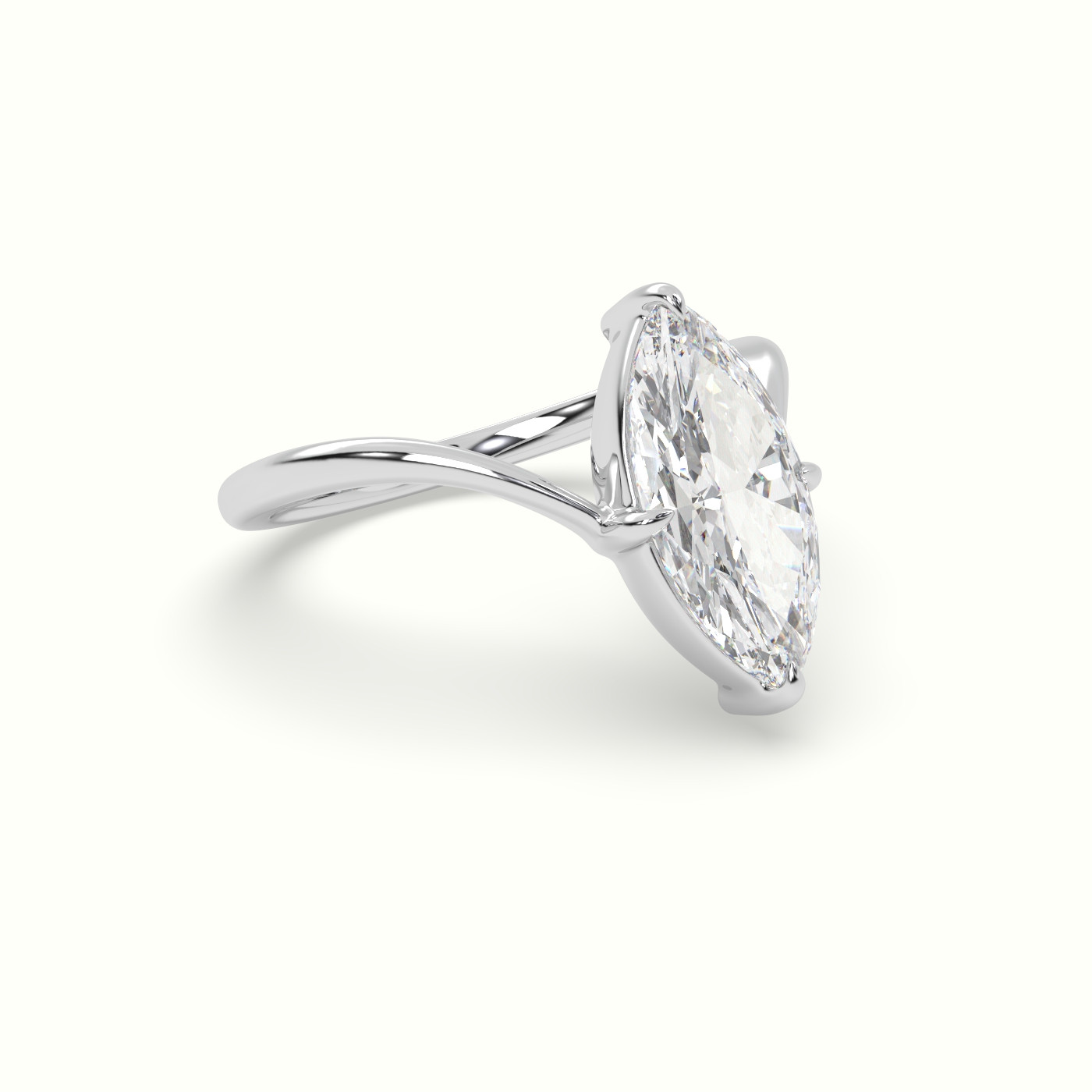 18K White Gold Marquise Solitaire Engagement Ring