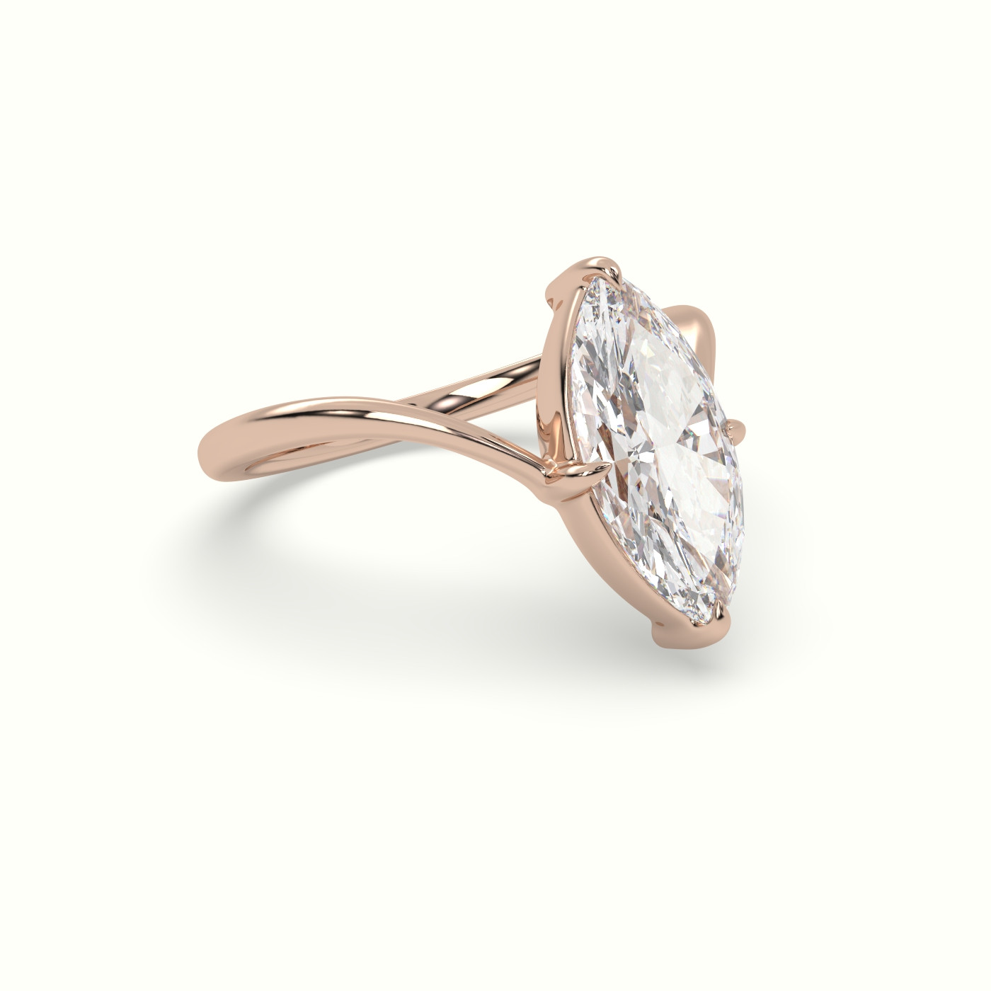 18K Rose Gold Marquise Solitaire Engagement Ring