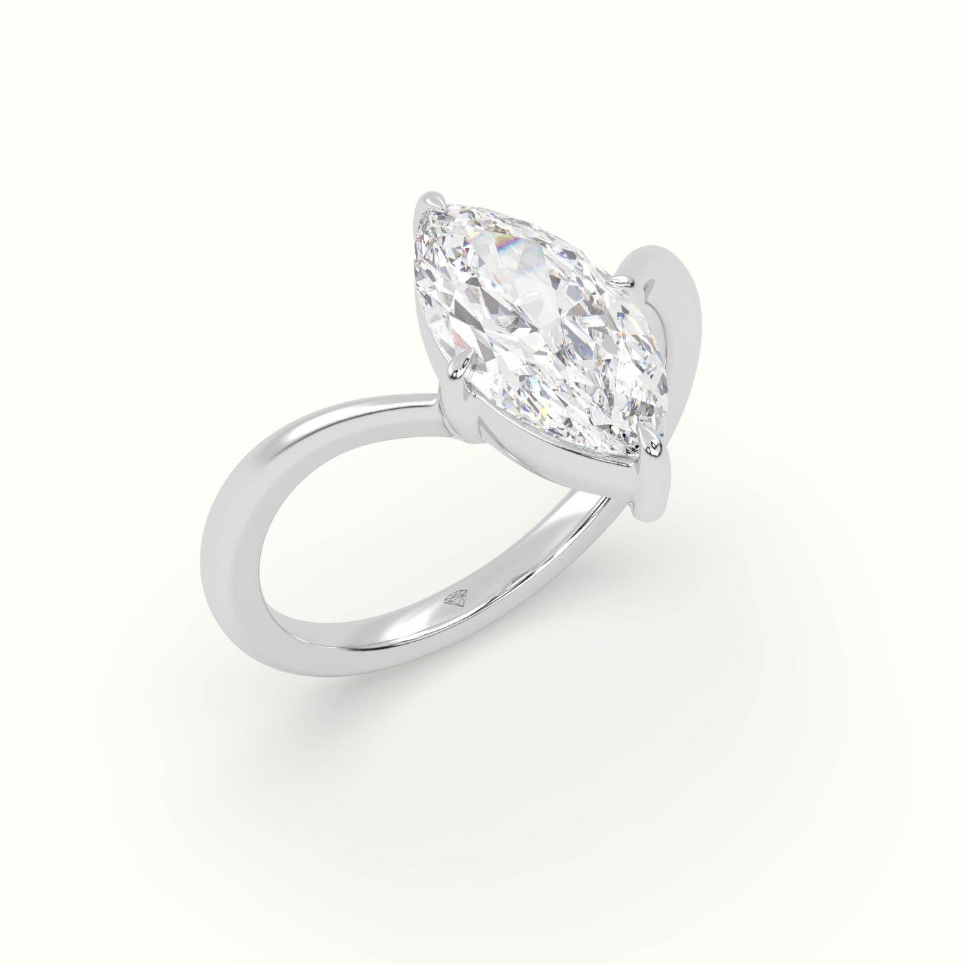 10K White Gold Marquise Solitaire Engagement Ring